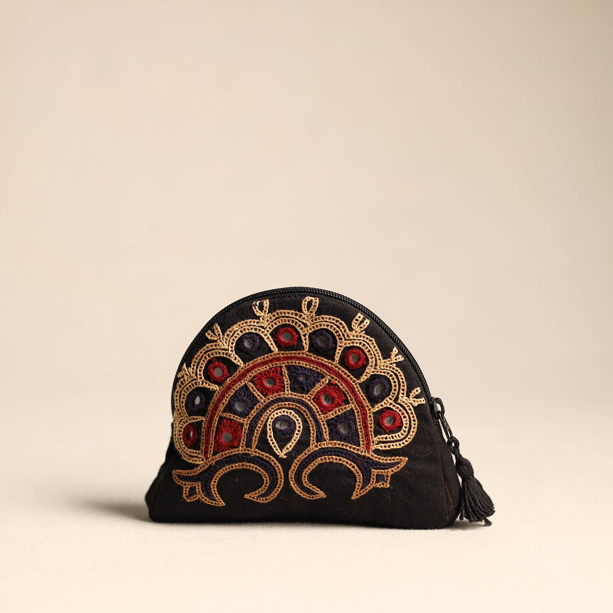 QASAB Black - Kutch Ahir Hand Embroidery Cotton Coin Pouch 20