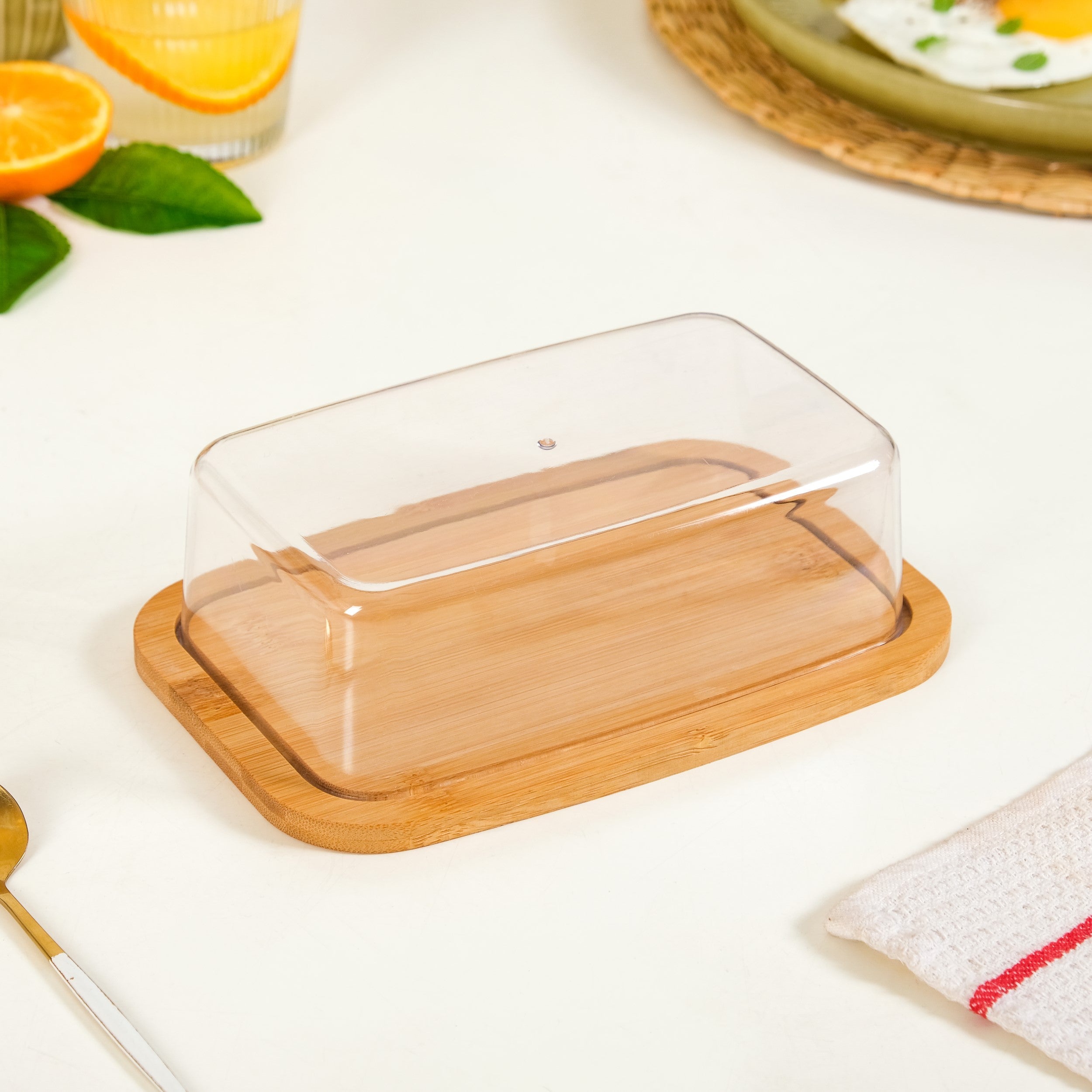 Nestasia Bamboo Wood Butter Dish With Transparent Lid