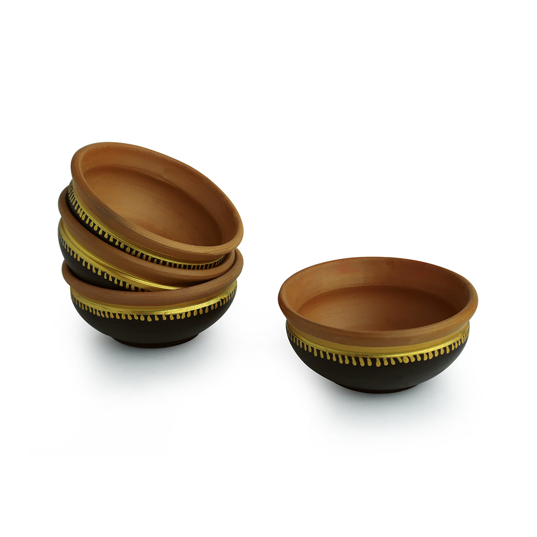 EXCLUSIVELANE 'Terra-Serves' Handpainted Serving Bowls In Earthen Terracotta (Set Of 4) - view 2
