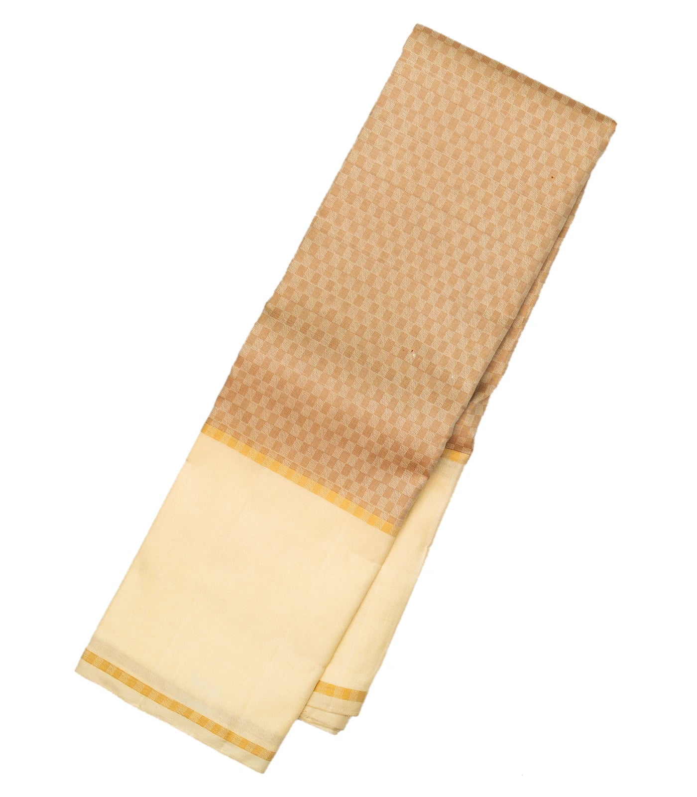 RmKV Taupe Handloom Kanchipuram Payadi Silk Saree With Cream Border