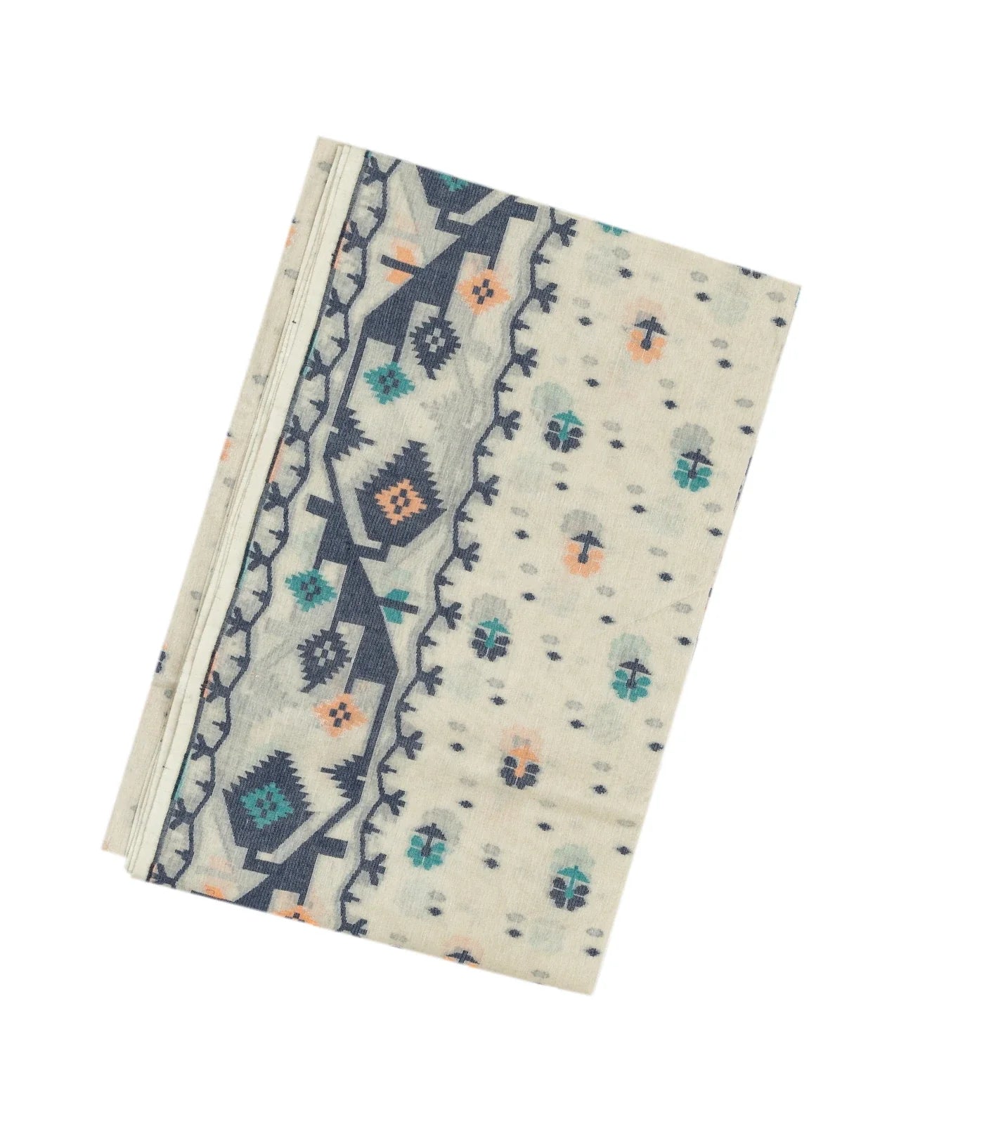 RmKV Off White Bengal Cotton Saree With Floral Motifs