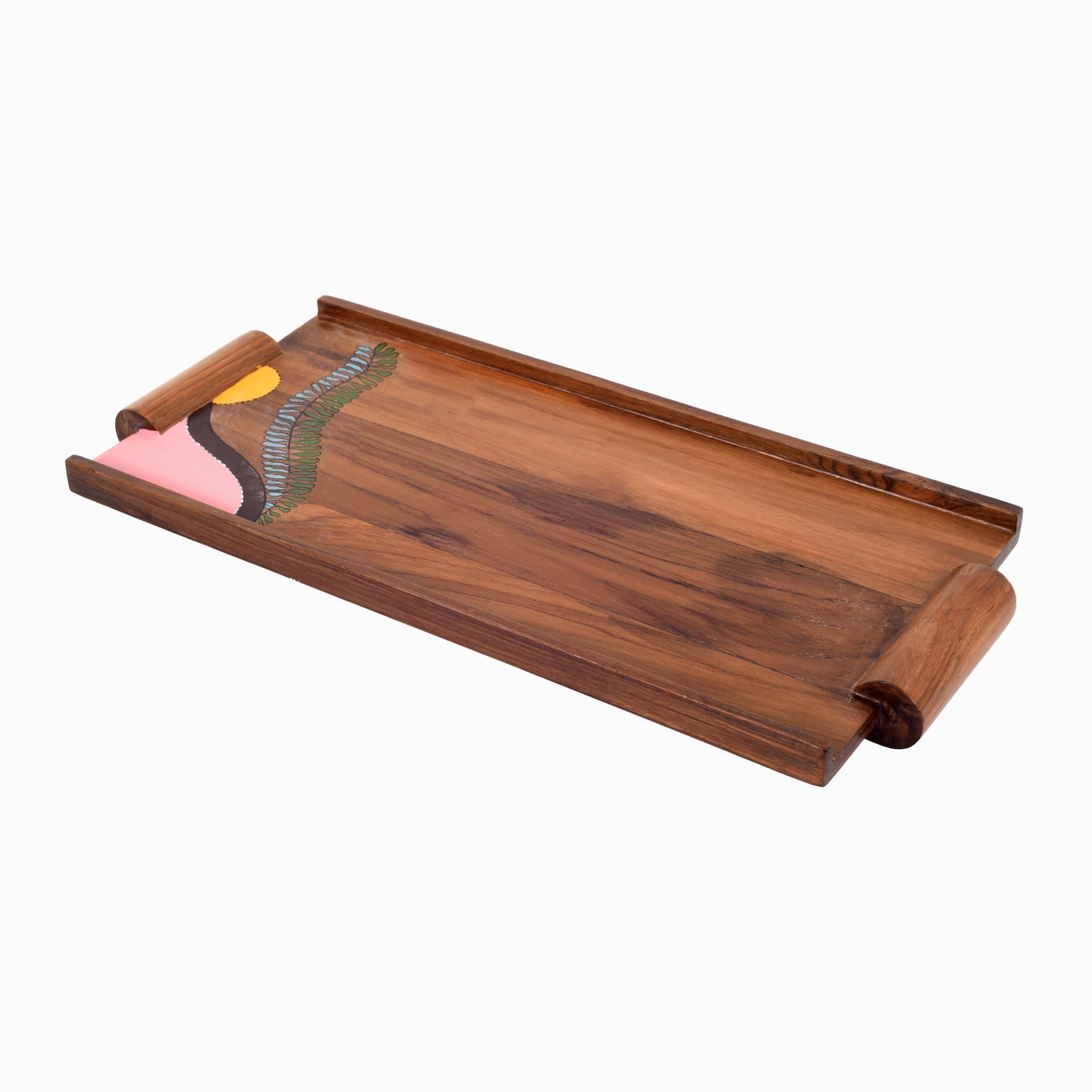 ART CREATIONS BY SUMAN SONTHALIA Brown - Leaf Patterns Rectangular Serving Trays (16.5x7.5x1) - view 2