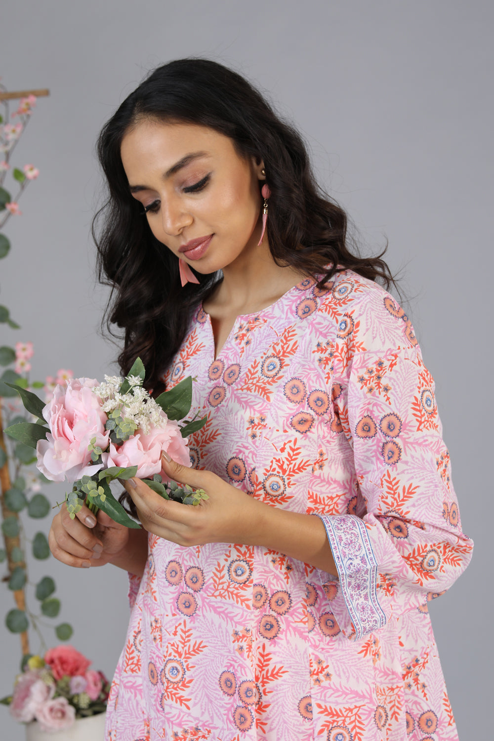 Kalanjali Ethnics Hand block printed paneled kurti - view 2