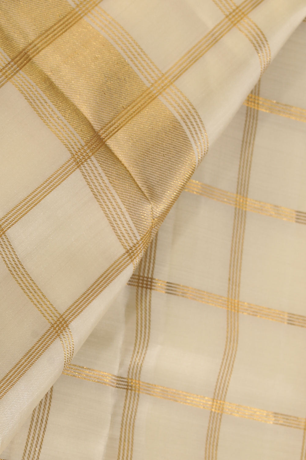Kalanjali Kanchi Silk Ivory Cream Traditional Dhoti With Kanduva (8 X 4) - view 3
