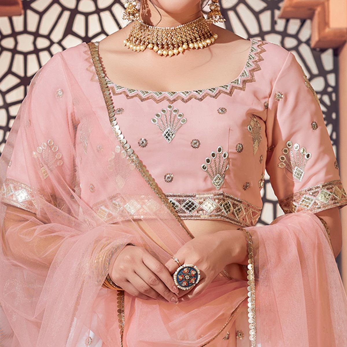 Peachmode Multicolor Festive Wear Thread with Sequins Embroidered Georgette Lehenga Choli - view 3