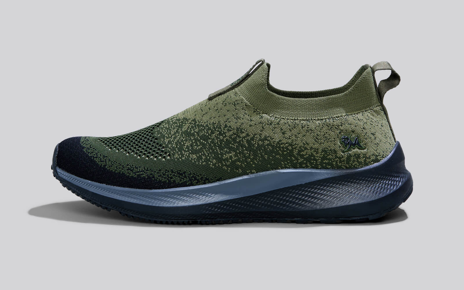 Neeman's Blend Knit Slip Ons : Olive-Black