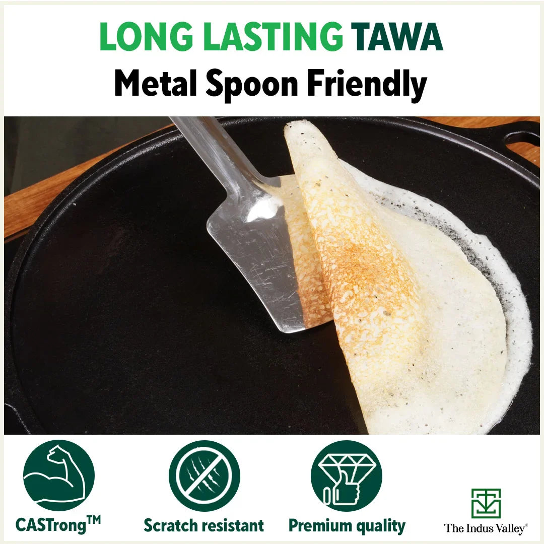 The Indus Valley CASTrong Cast Iron Tawa,Pre-seasoned, Nonstick, 100% Pure, Toxin-free, Induction, 25.5cm, 2.2kg - view 10