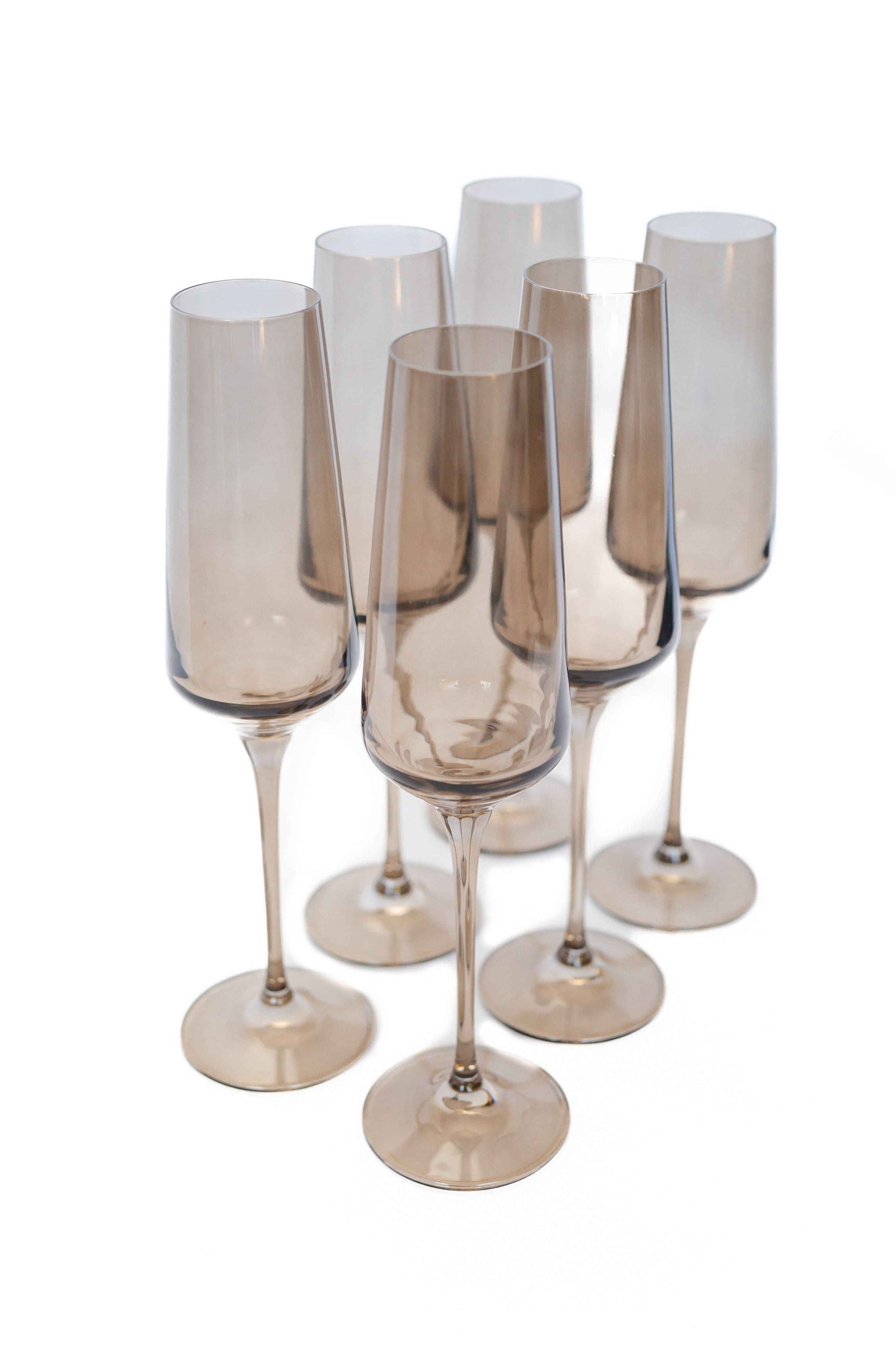 Estelle Colored Glass Estelle Colored Champagne Flute - Set of 6 {Gray Smoke} - view 6