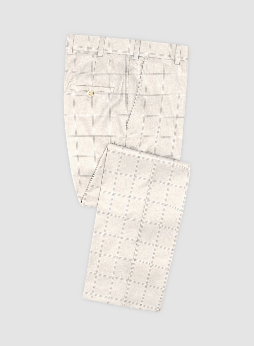 StudioSuits Napolean Noemi Windowpane Beige Wool Pants