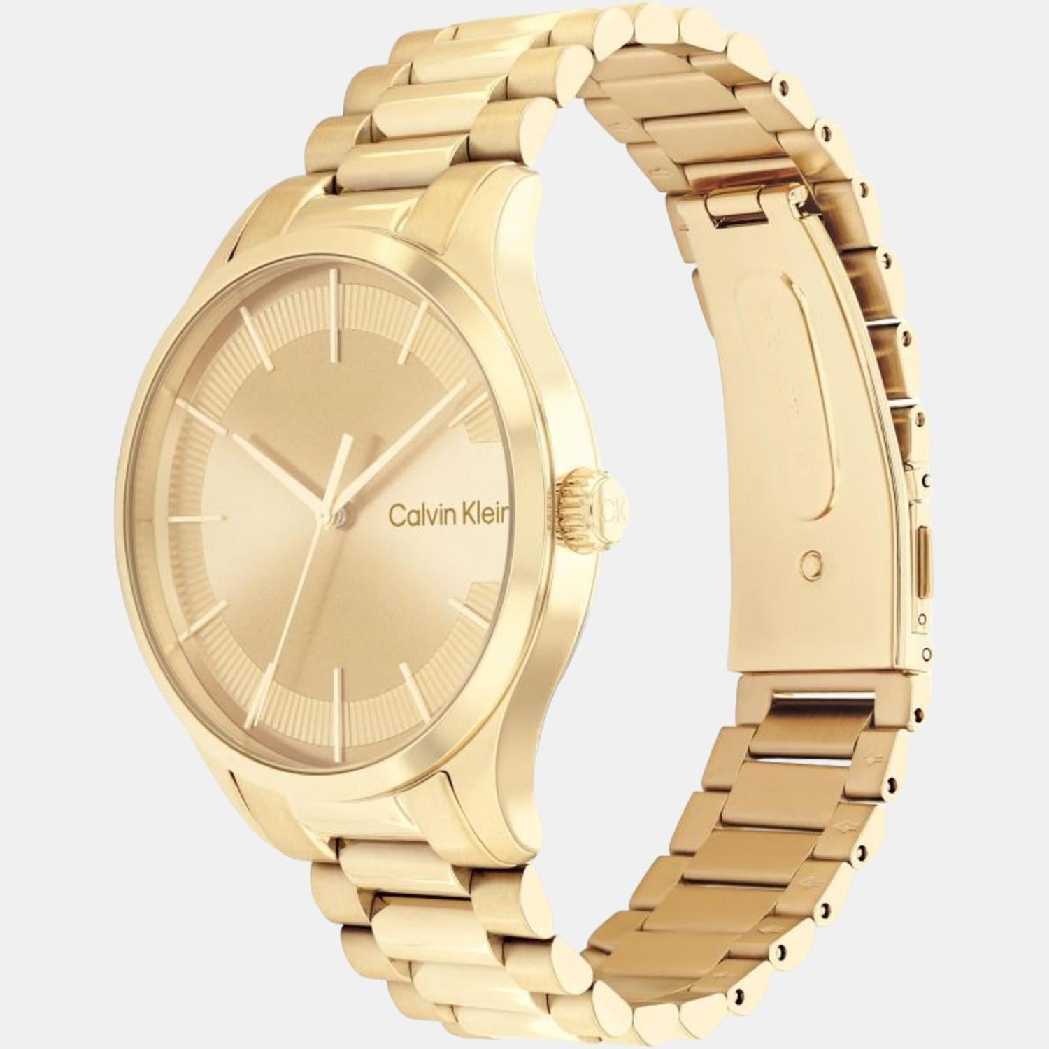 Calvin Klein Ck Iconic Unisex Quartz Gold Dial Analog Stainless Steel Watch 25200038 - view 2