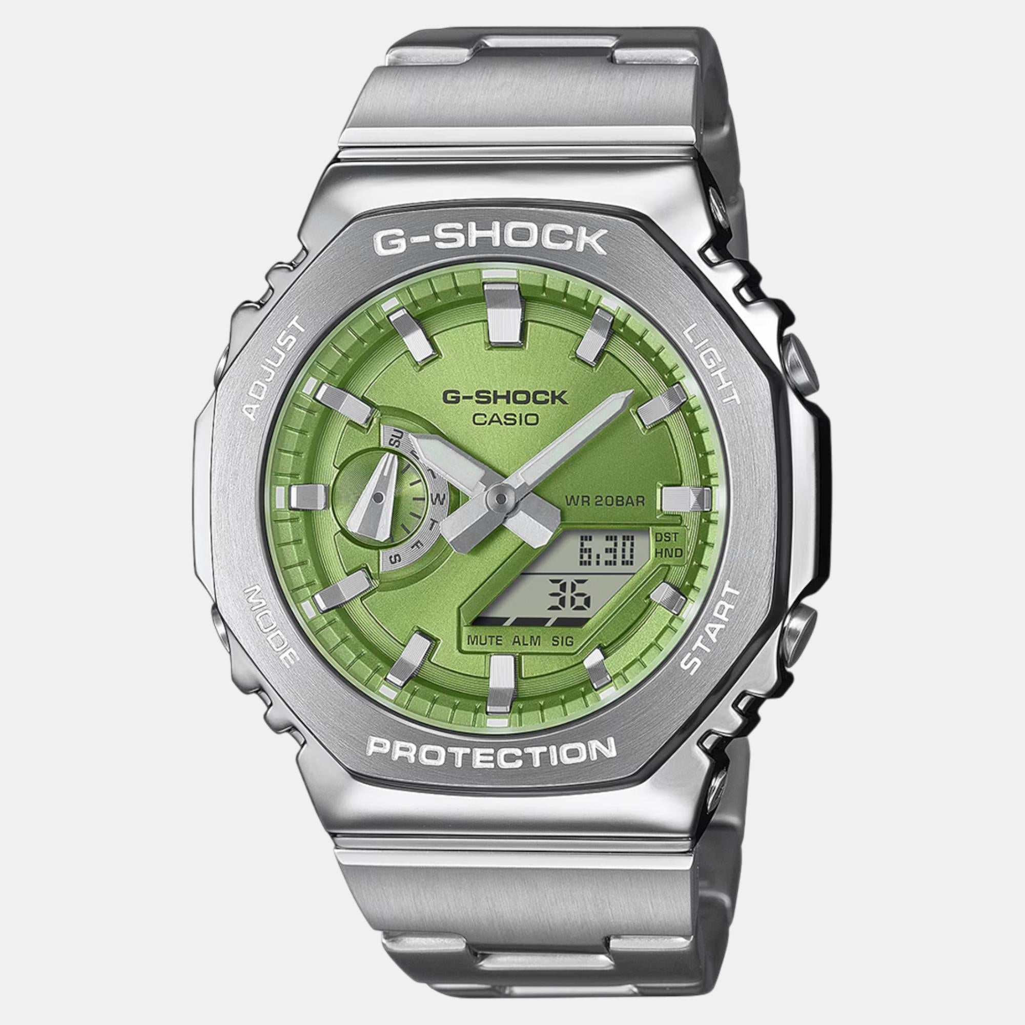 Casio G-Shock Men Quartz Green Dial Analog-Digital Stainless Steel Watch G1611