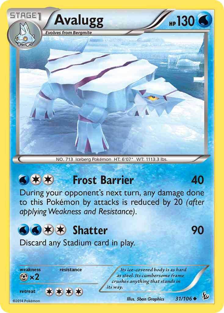 Uncommon xy2-31 non-holo – Pokémon Avalugg - 31/106 - Uncommon [xy2-31] [Non-Holo]