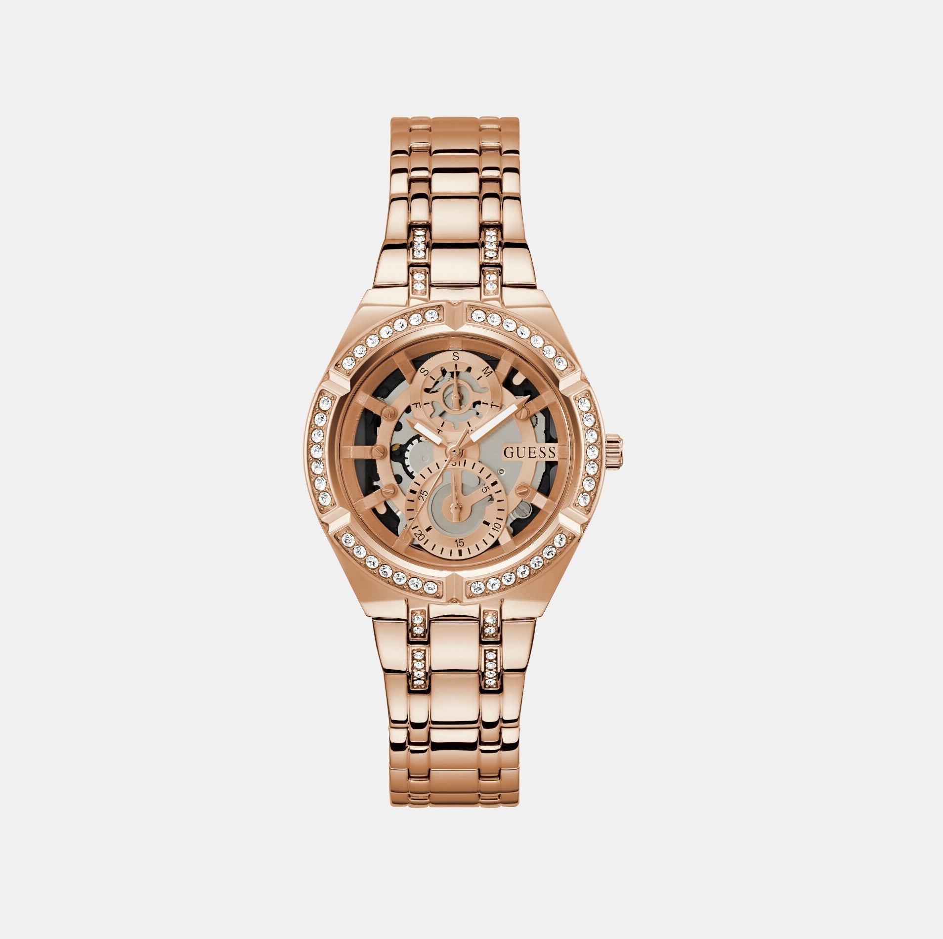 Guess Allara Women Quartz Rose Gold Dial Analog Stainless Steel Watch GW0604L3