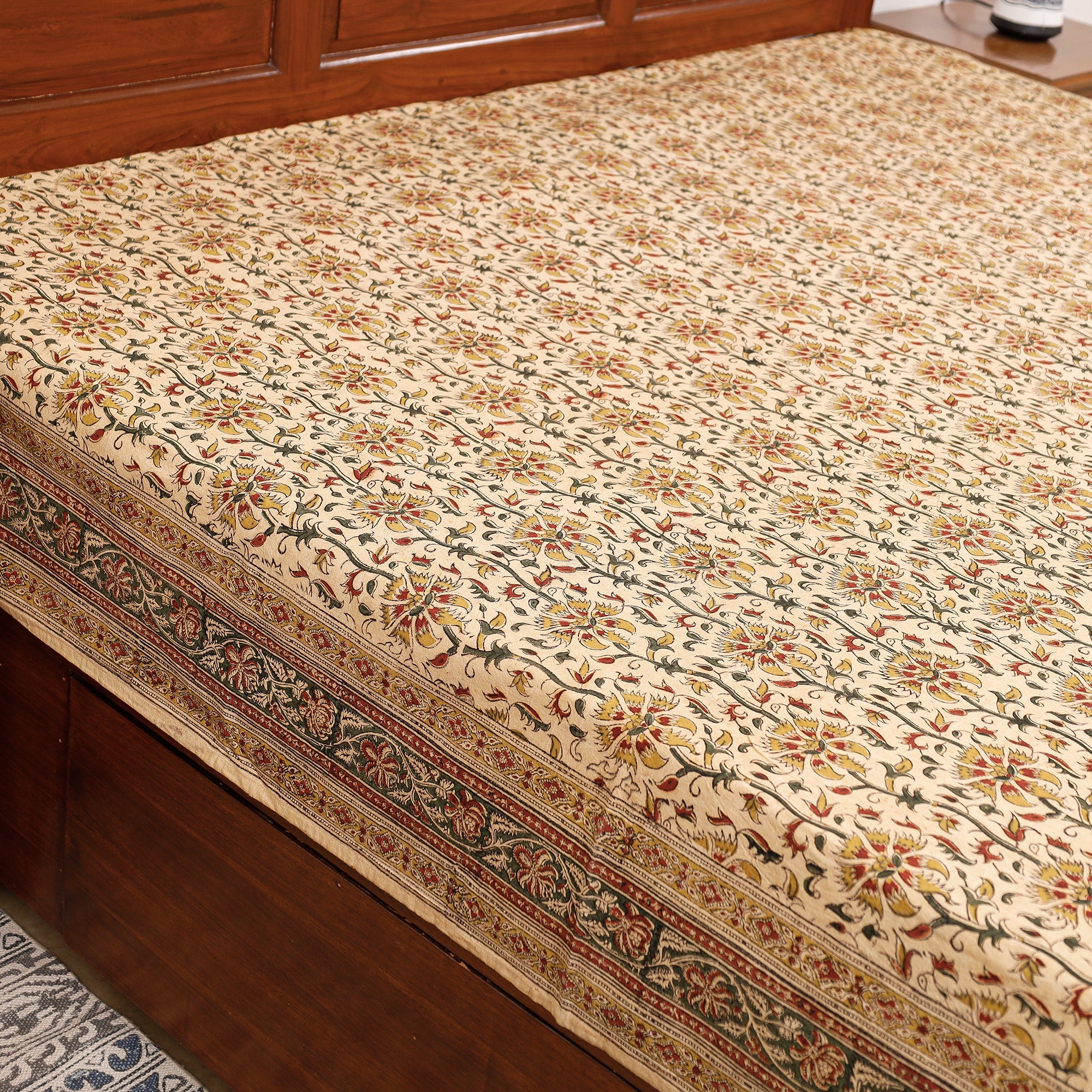 PITCHUKA SRINIVAS KALAMKARI PEDANA Brown - Pedana Kalamkari Block Printing Cotton Double Bed Cover (111 x 94 in) - view 3