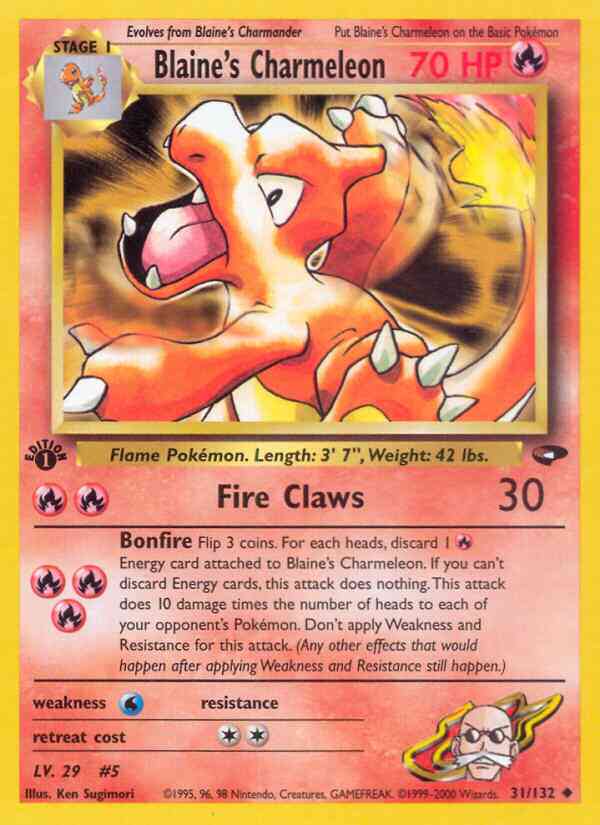 1st edition gym2-31 – Pokémon Blaine's Charmeleon - 31/132 - Uncommon - 1st Edition [gym2-31] [Non-Holo]