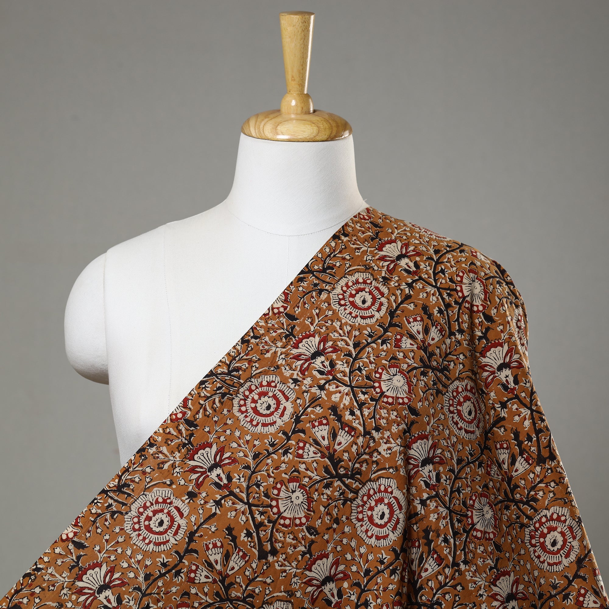 KUSUMLATA Orange - Yellow with Gulbahar Block Printed Cotton Bagru Fabric 10