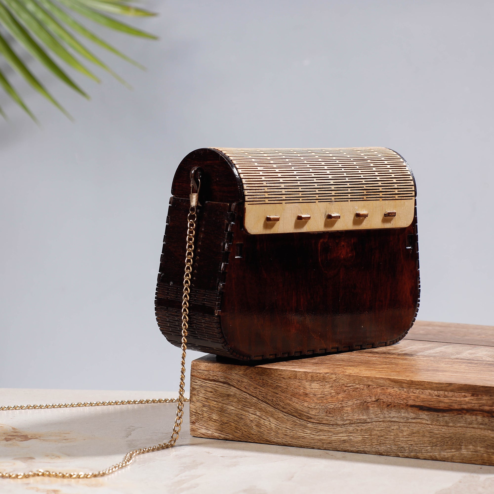 NABARD - ARTISAN CONNECT Brown - Handcrafted Birch Wooden Sling Bag - view 2