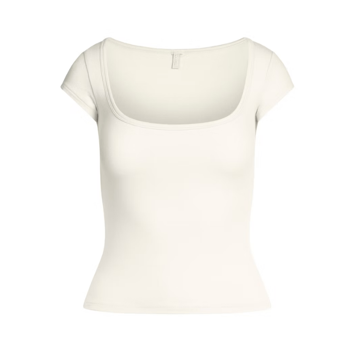 HYPE ELIXIR Skims Cotton Jersey Scoop Neck T-Shirt Marble