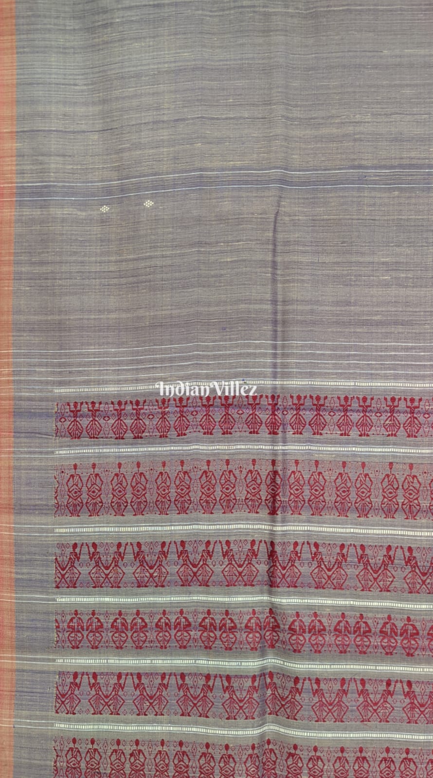 IndianVillèz Ash Grey Asta Prahari Theme Gopalpur Tussar Silk Saree - view 2