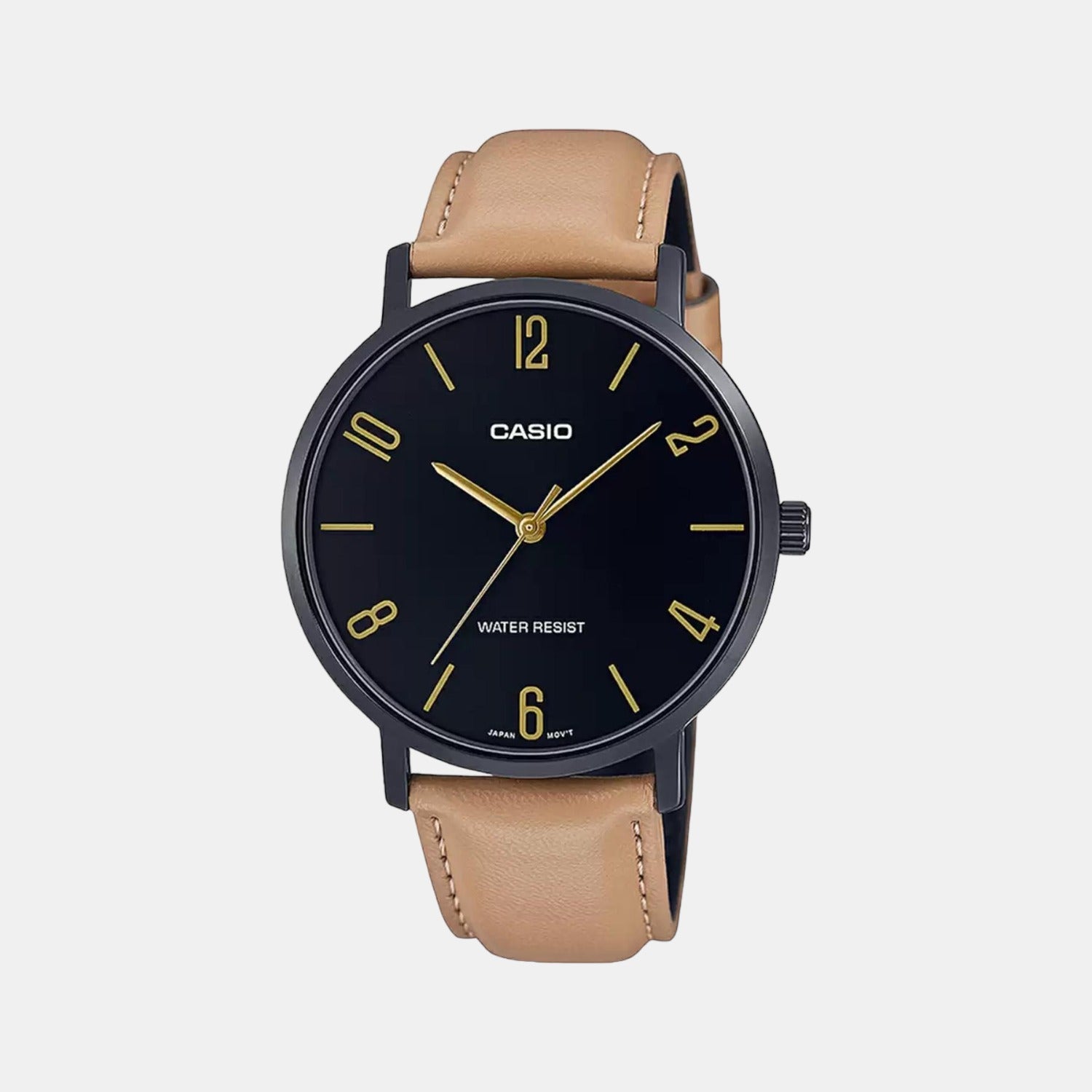 Casio Enticer Men Quartz Black Dial Analog Leather Watch A1976