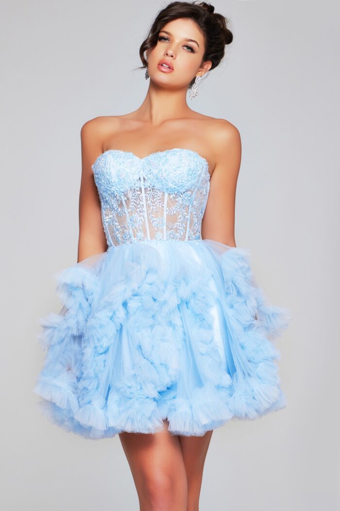 Jovani 40628 A Line Short Ruffle Homecoming Cocktail Dress - view 7