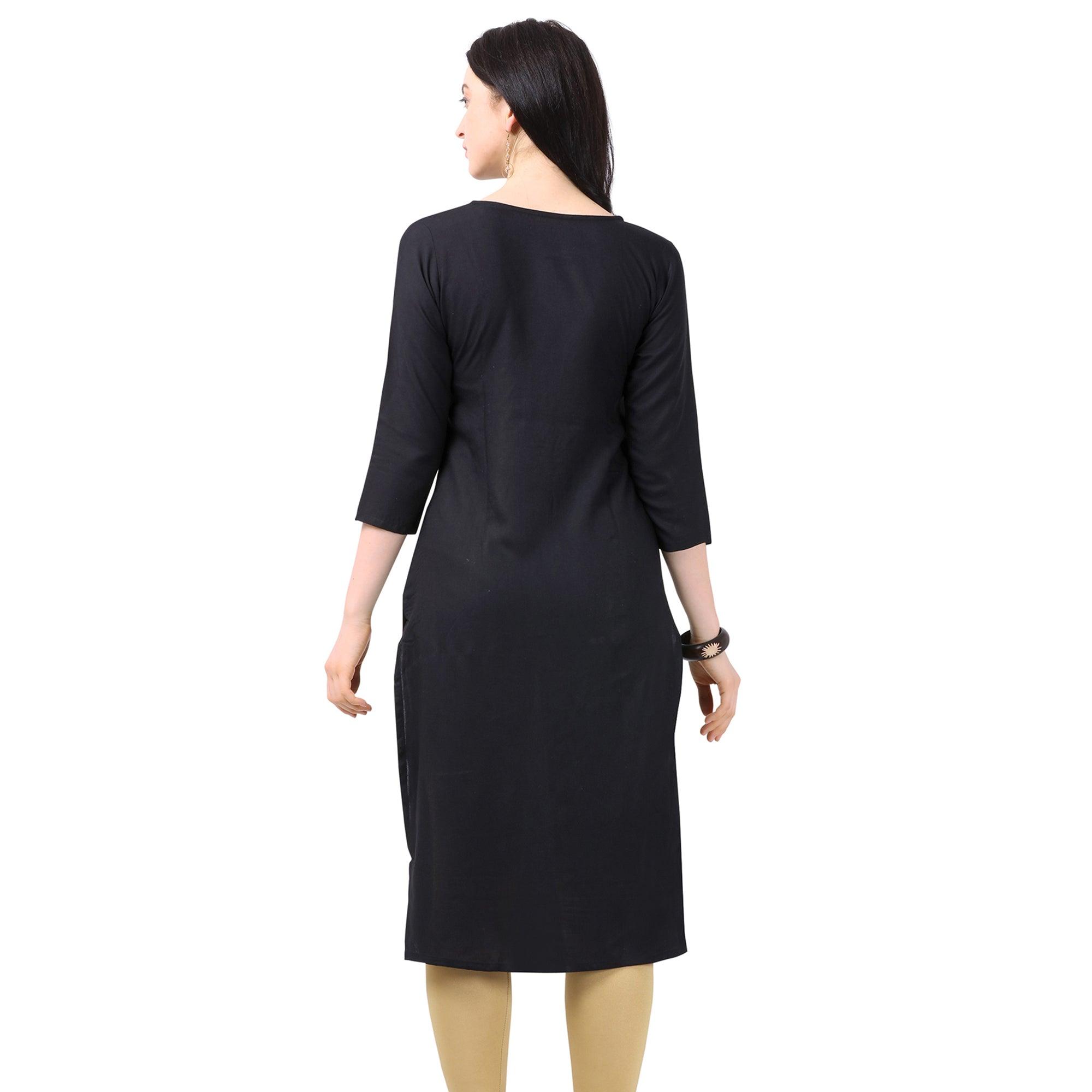 Peachmode Seller Mesmerising Black Colored Partywear Embellished Rayon Kurti - view 2