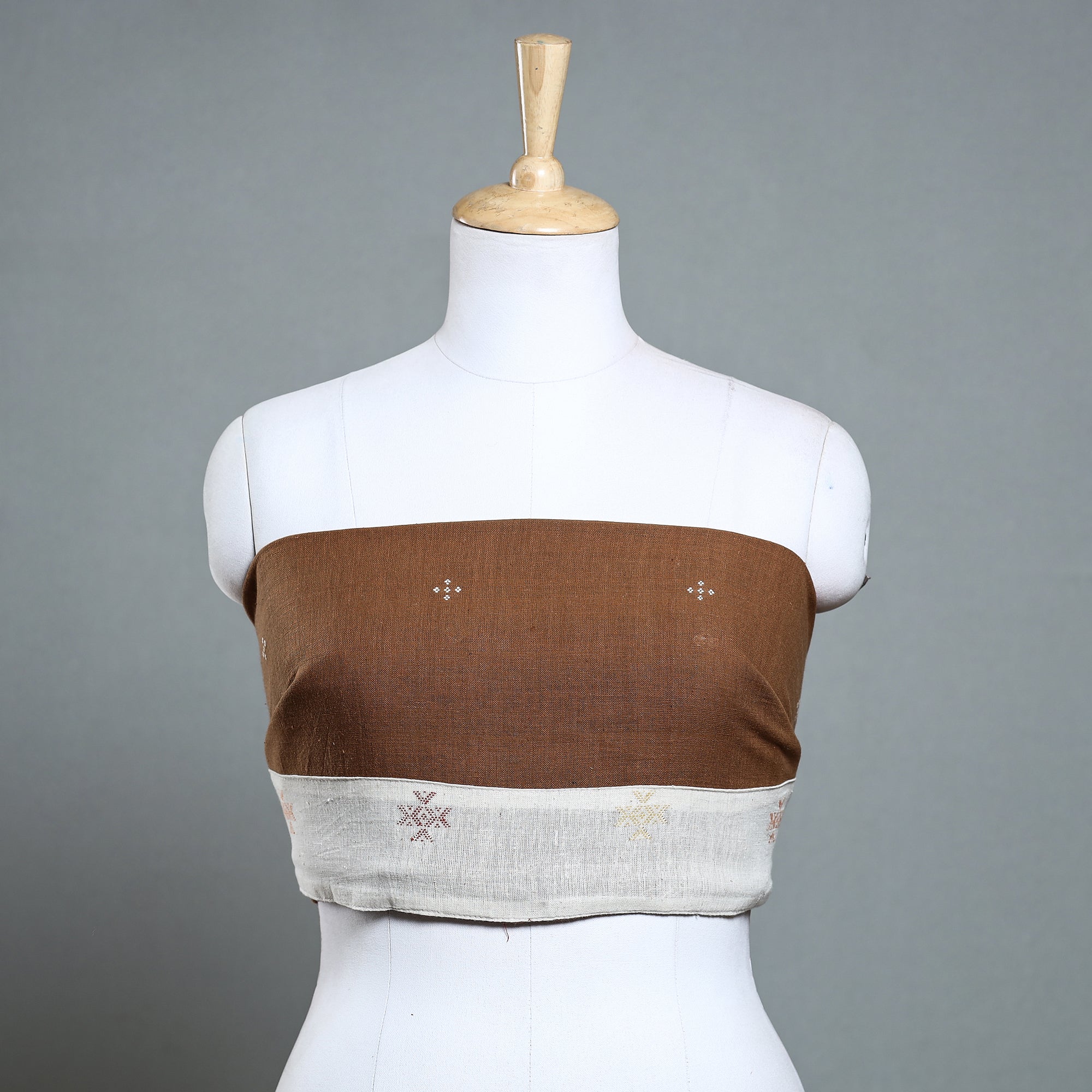 NOORI BAZAR Brown - Organic Kala Cotton Pure Handloom Buti Blouse Piece