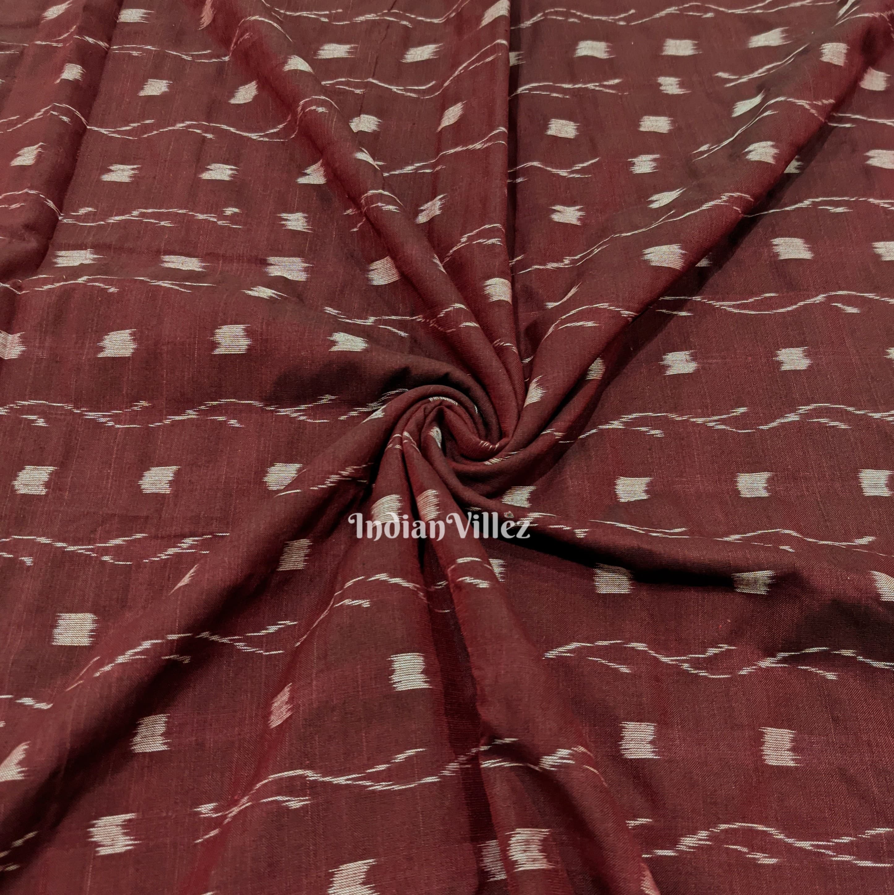 IndianVillèz Coffee Tipa Design Sambalpuri Ikat Cotton Fabric