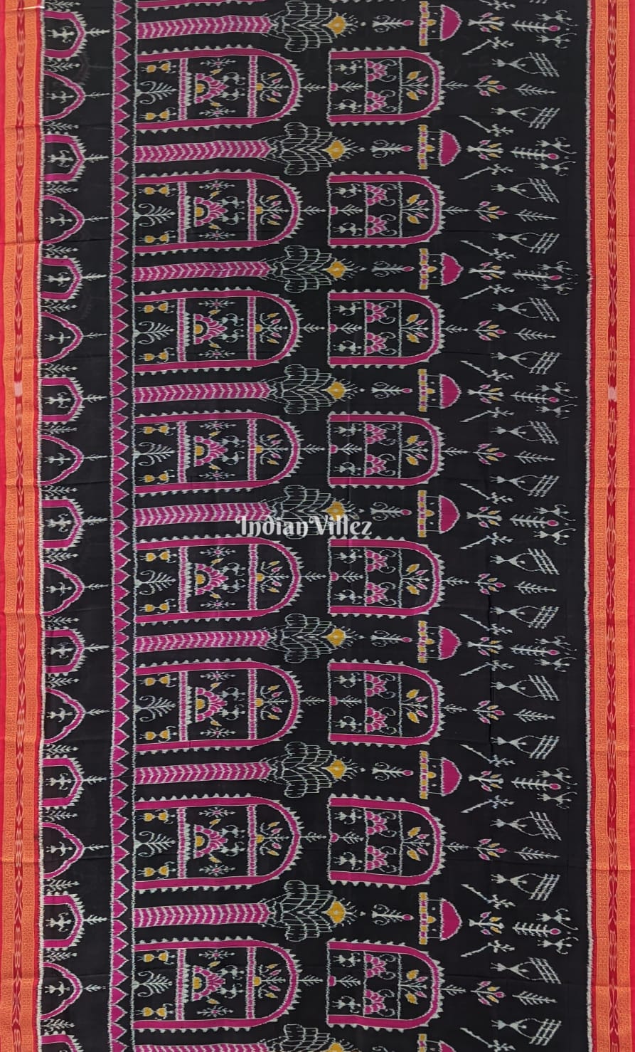 IndianVillèz Black Tribal Odisha Ikat Khandua Silk Saree - view 2