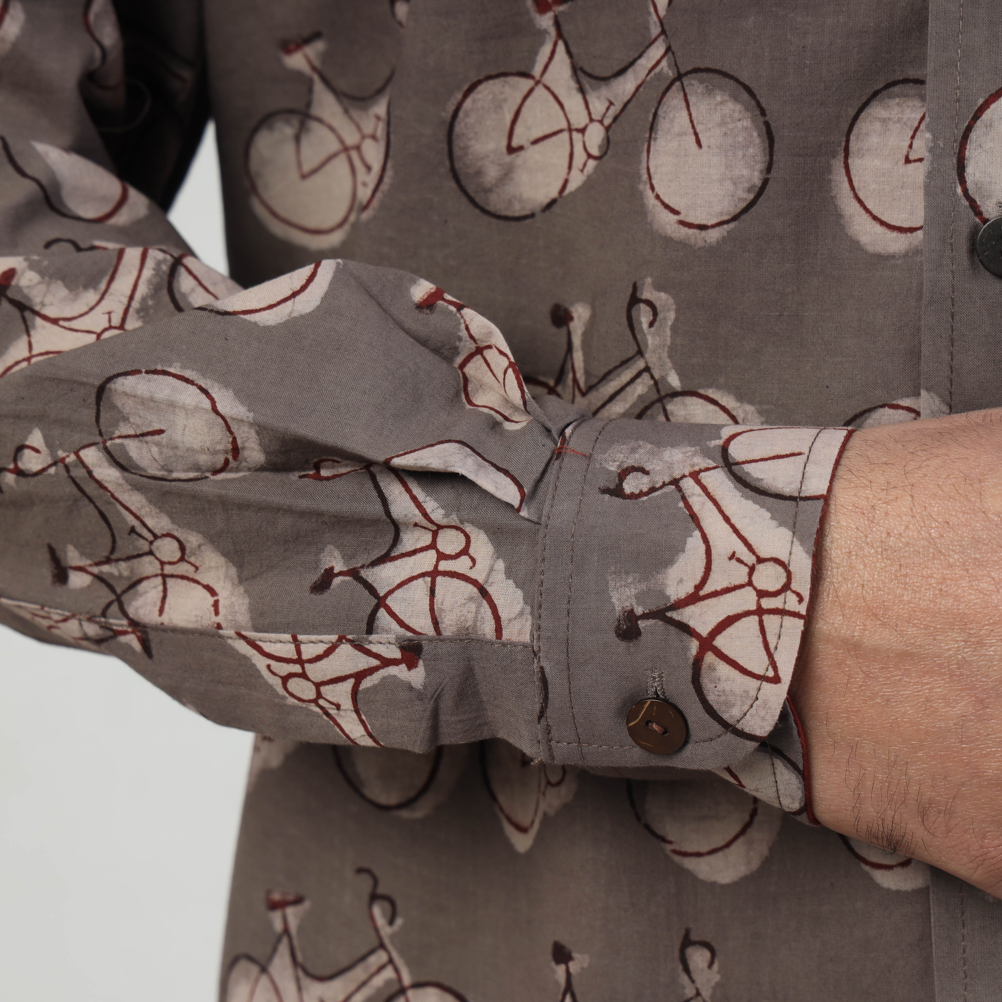 BINDAAS UNLIMITED Brown - Bindaas Block Art Printed Cotton Men Full Sleeve Shirt - view 4