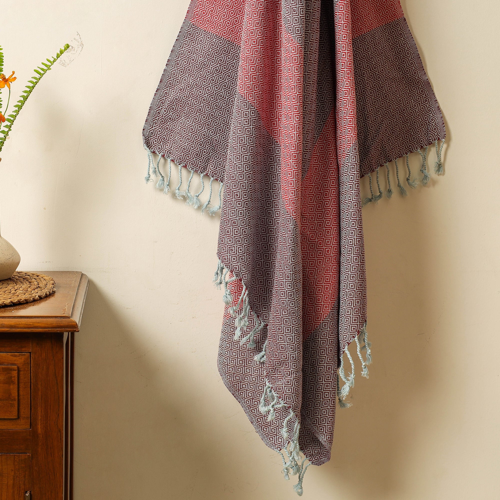 HANDLOOM VIRASAT Brown - Handloom Cotton Towel with Tassels from Bijnor by Nizam - view 2