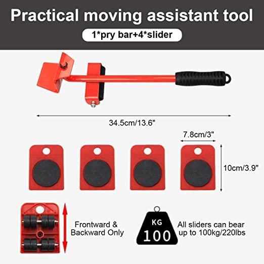 Roposo Clout Furniture Lifter -Furniture Lifter Mover Tool Set Heavy Duty Furniture Shifting Lifting Moving Tool with Wheel Pads - view 4