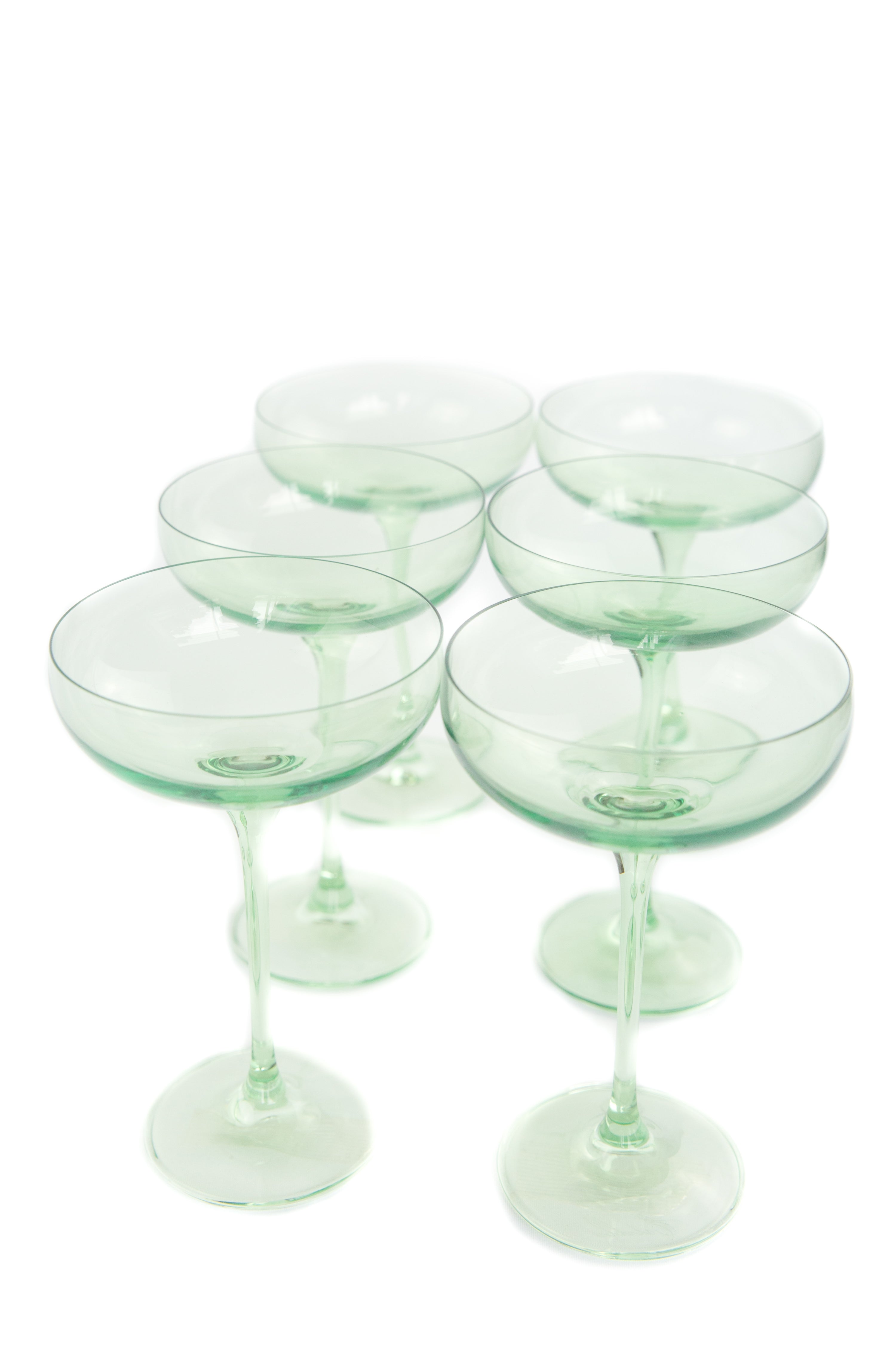 Estelle Colored Glass Estelle Colored Champagne Coupe Stemware - Set of 6 {Mint Green} - view 5