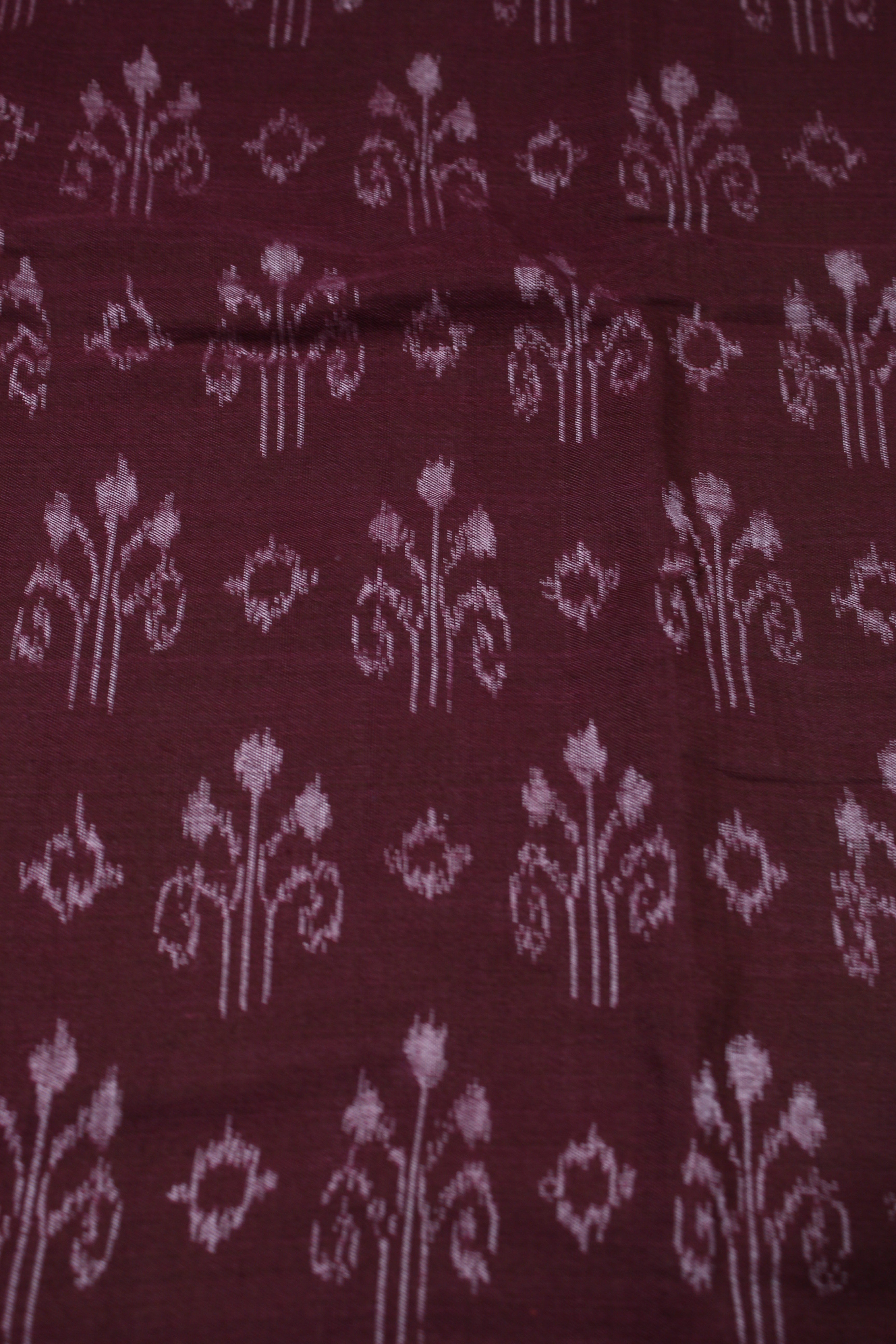 IndianVillèz Deep Wine Jhoti Theme Sambalpuri Ikat Cotton Fabric - view 2
