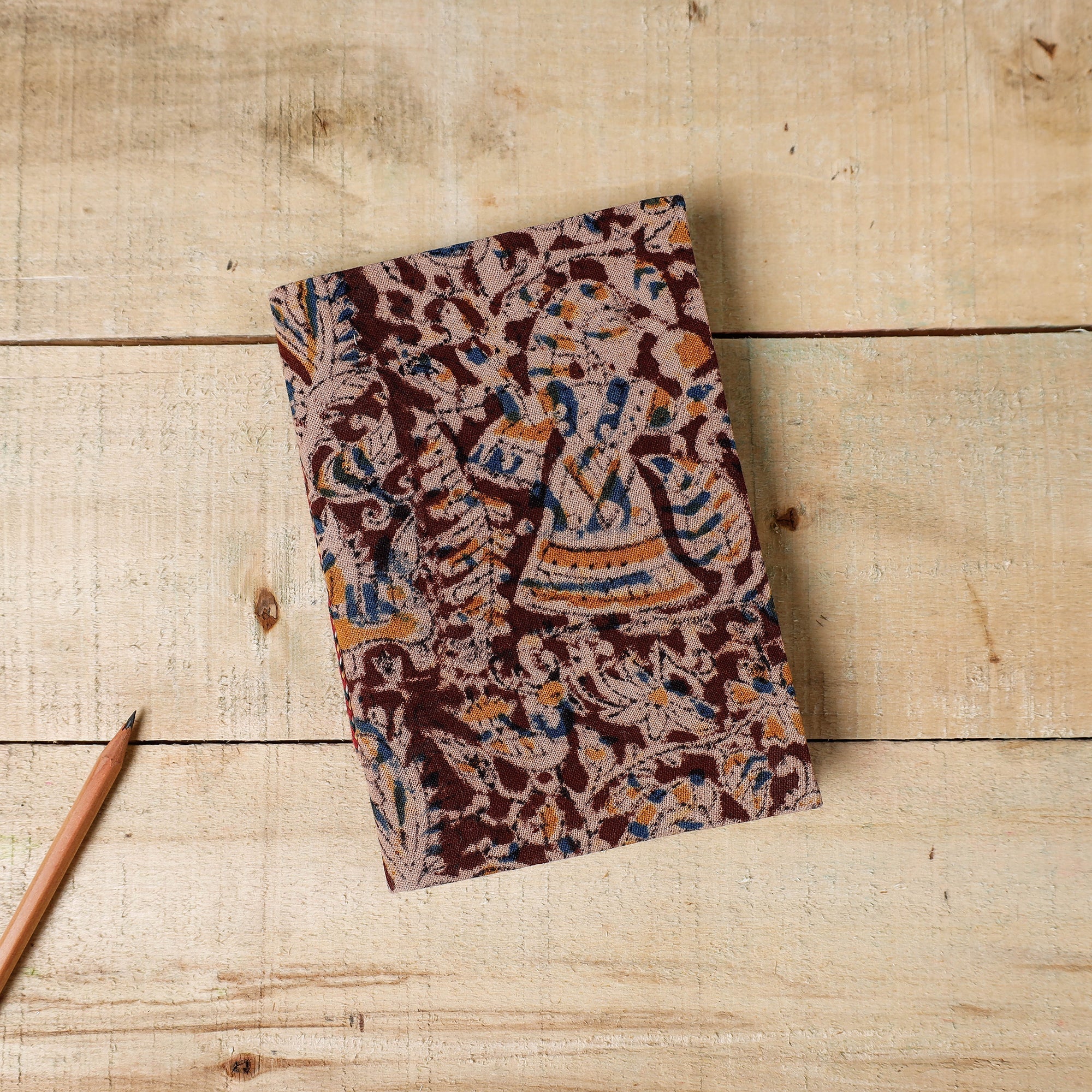BINDAAS UNLIMITED Brown - Kalamkari Fabric Cover Handmade Paper Notebook (7 x 5 in)