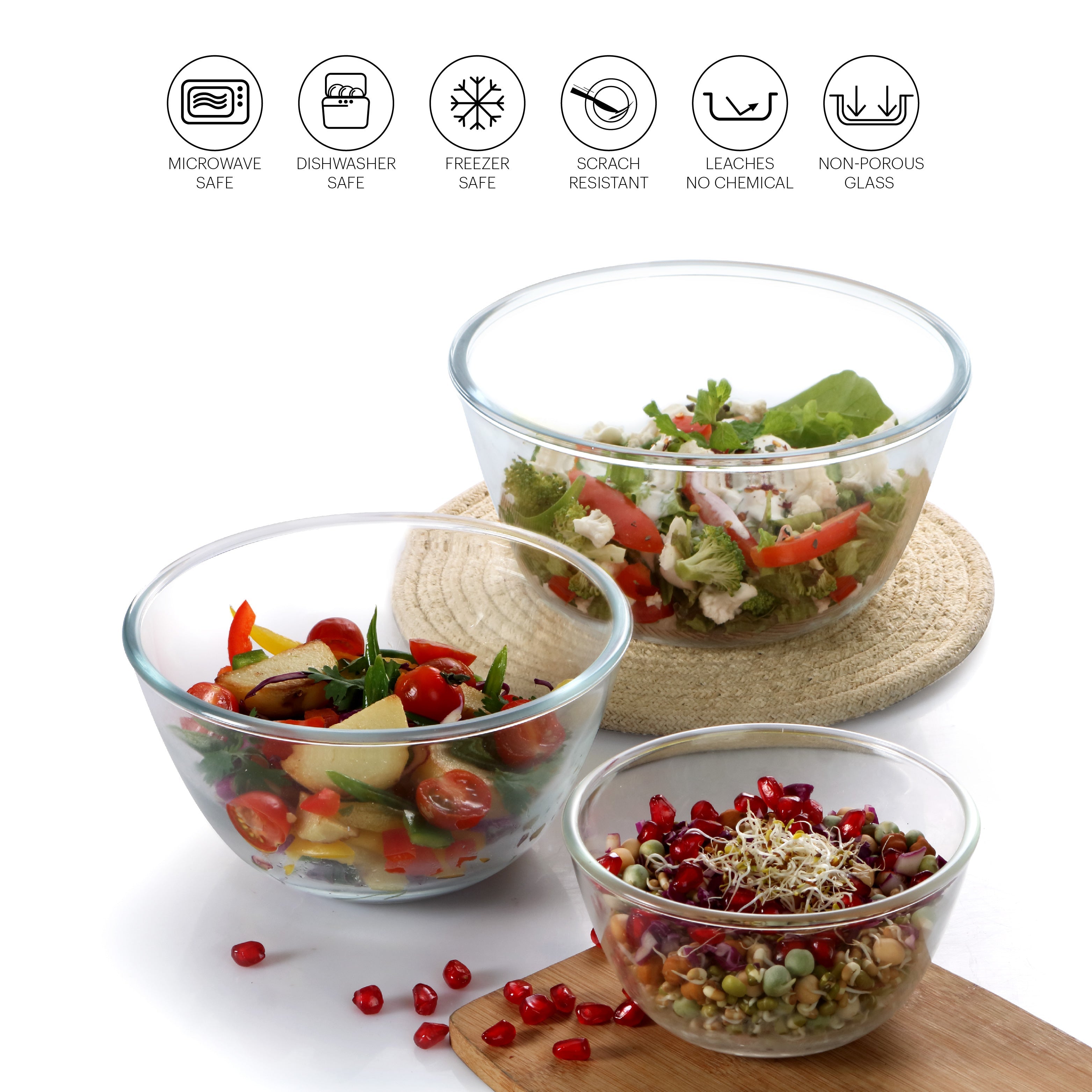 Cello Ornella Glass Mixing Bowl Set, Set of 3 - view 4
