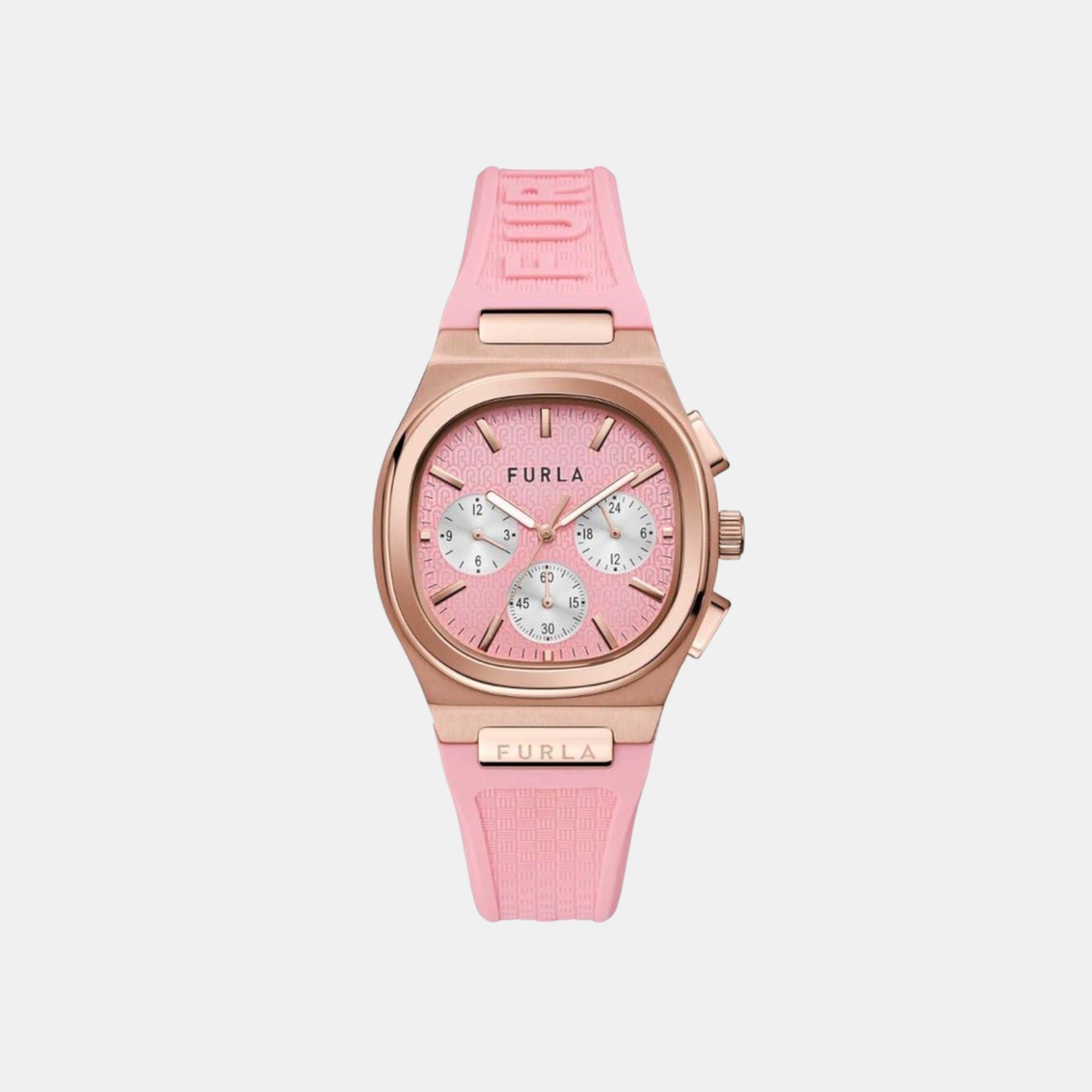 Furla Athleisure Women Quartz Pink Dial Chronograph Silicone Watch WW00036002L3