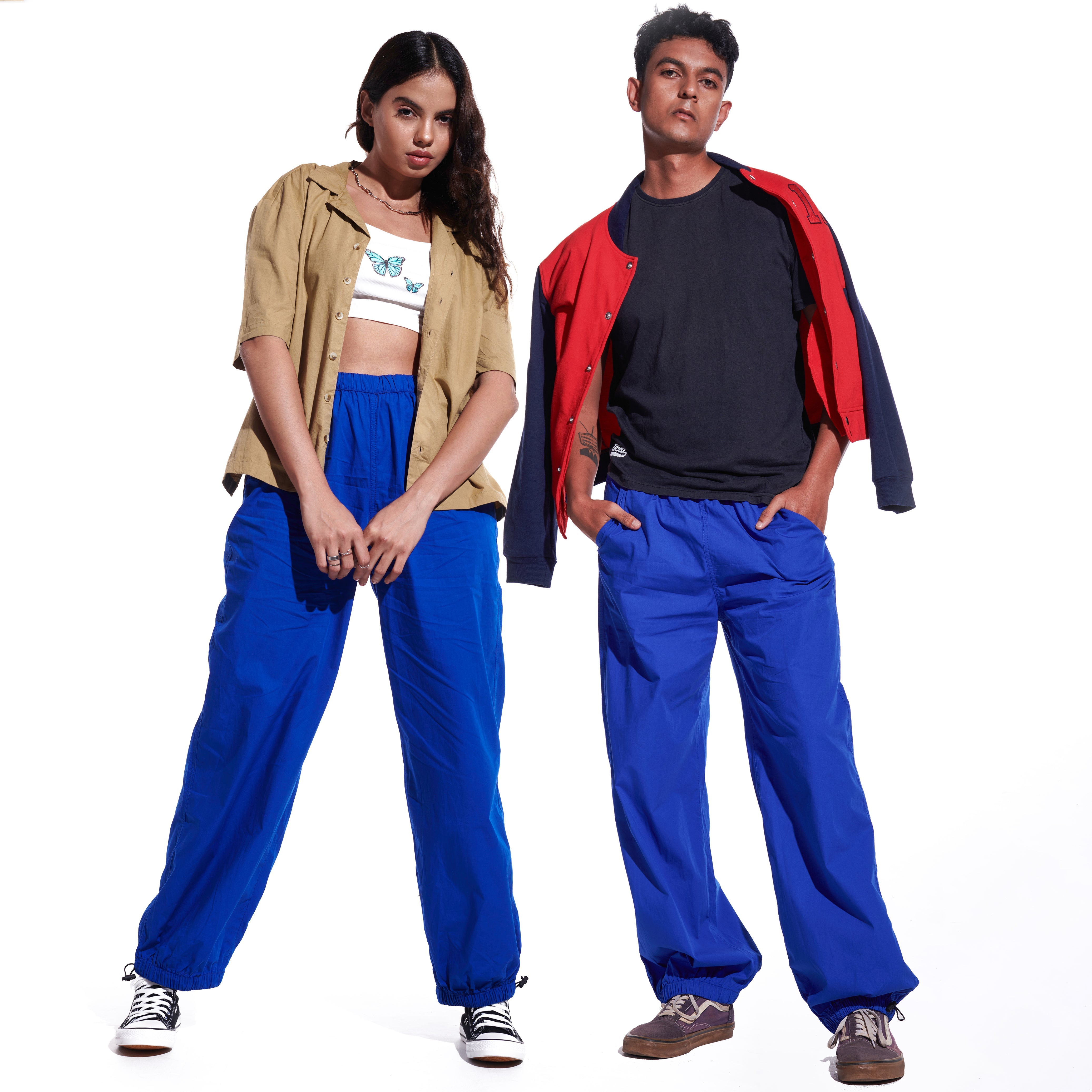 I Z F Blue Parachute Pants