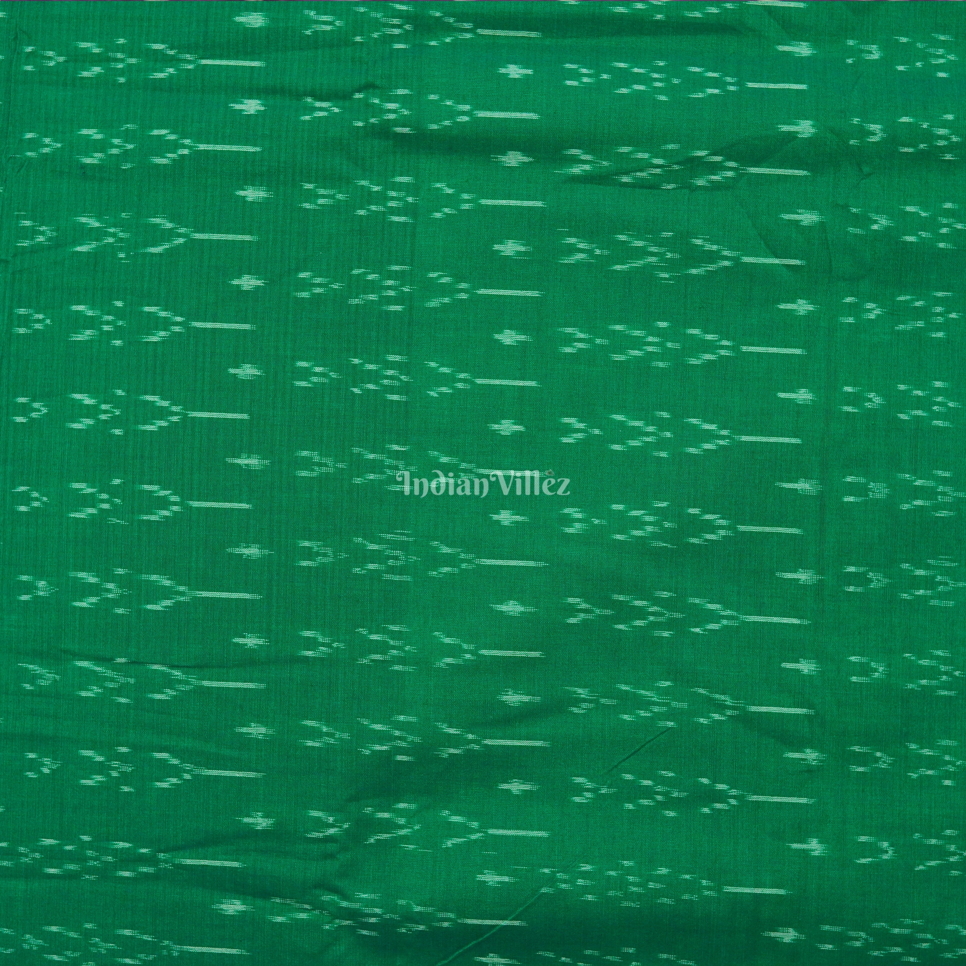 IndianVillèz Green Handwoven Pochampally Ikat Cotton Fabric - view 2