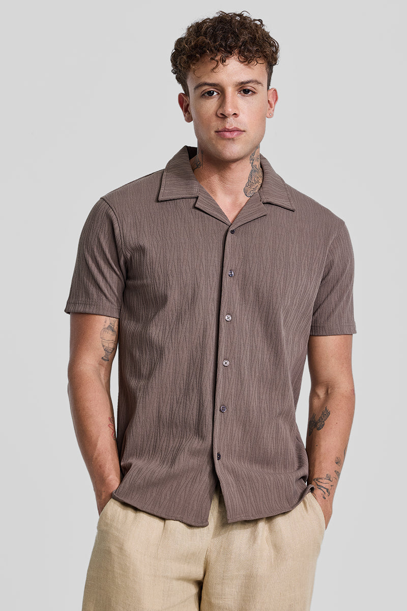 SNITCH Brown Cuban Textured Shirt - view 6