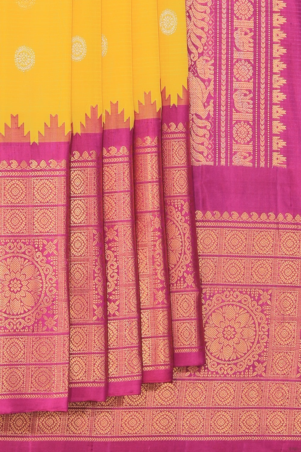 Kalanjali Gadwal Silk Yellow Saree – Women's