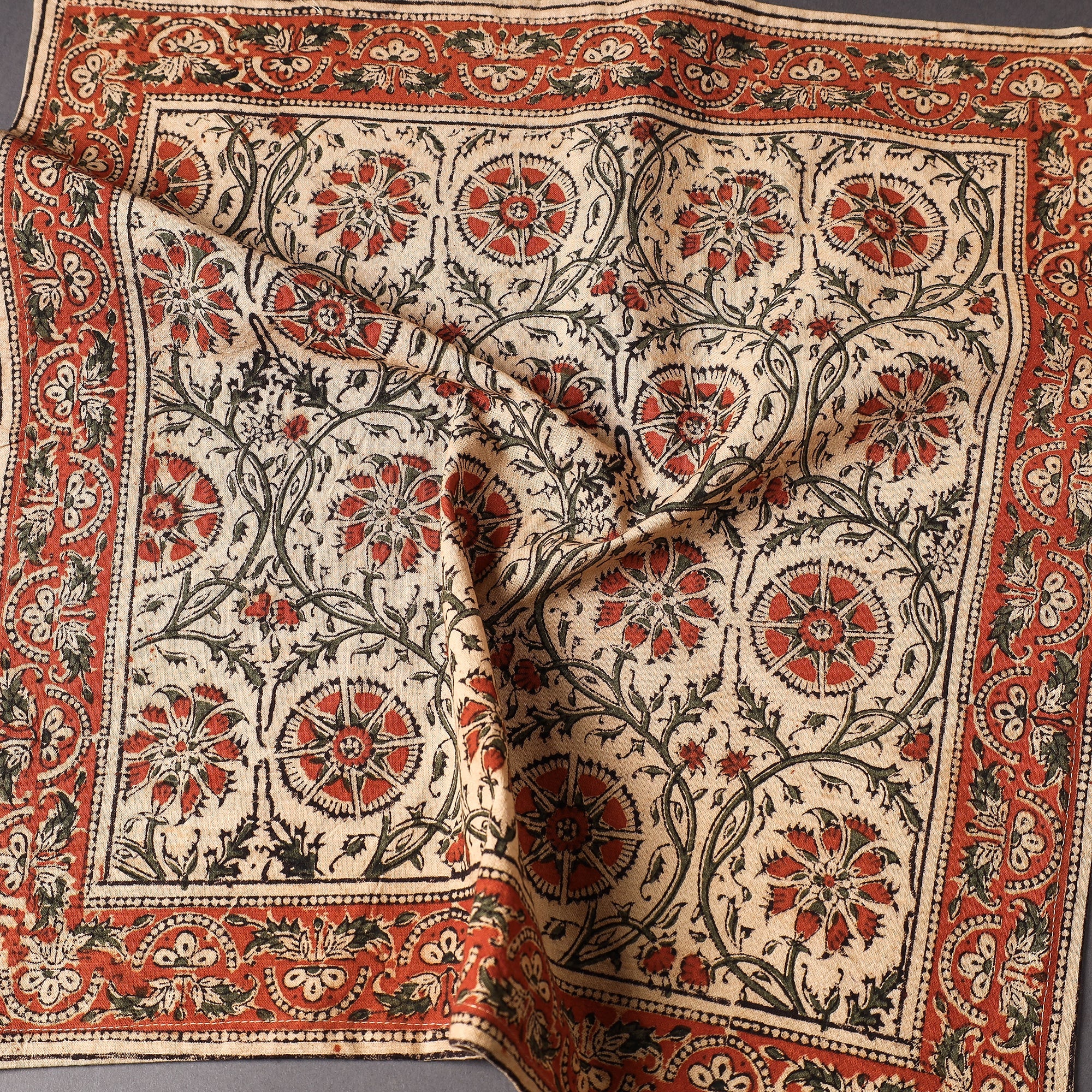 PITCHUKA SRINIVAS KALAMKARI PEDANA Beige - Pedana Kalamkari Block Printed Cotton Napkin (18 x 18 in) - view 2