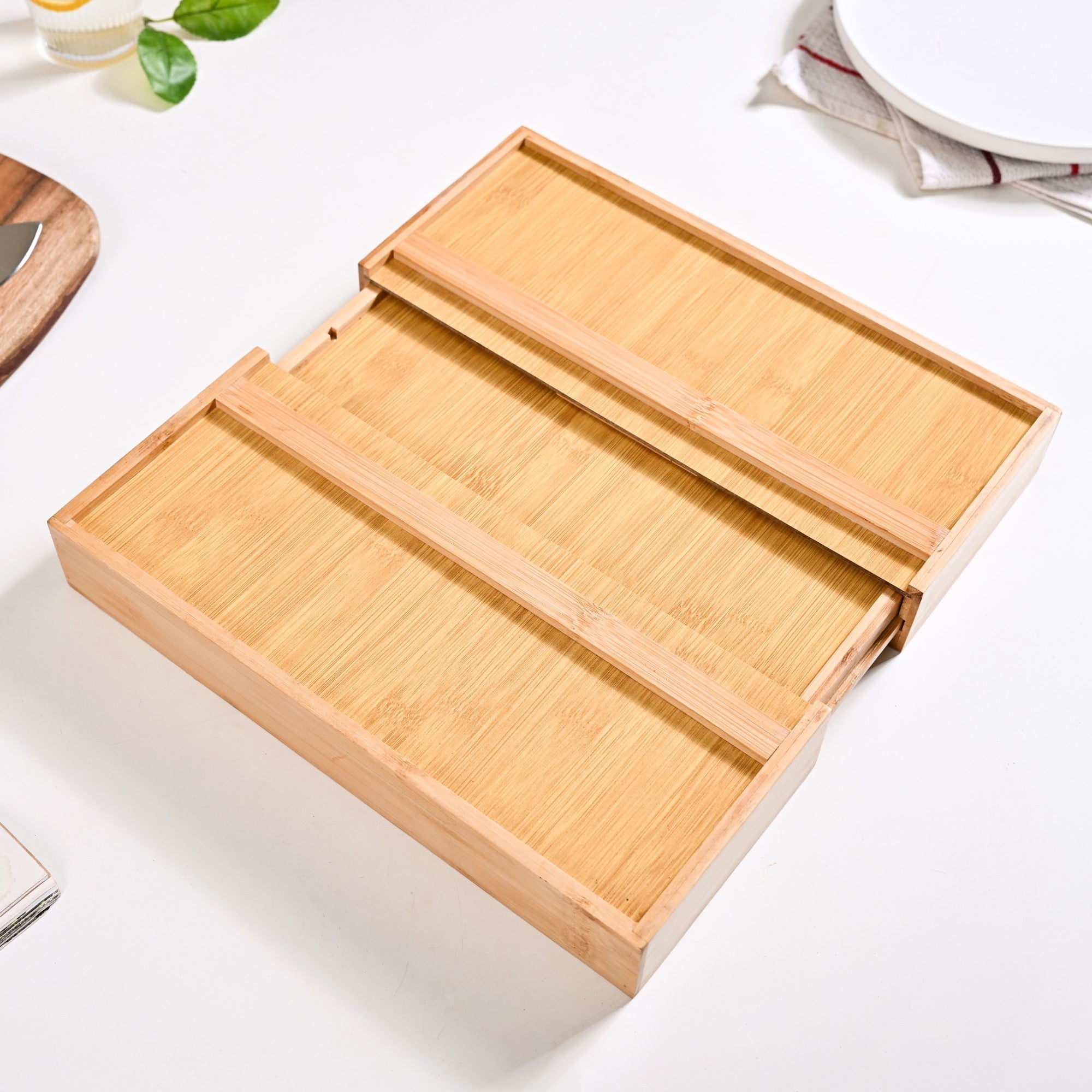 Nestasia Adjustable Bamboo Kitchen Drawer Organiser For Cutlery - view 7