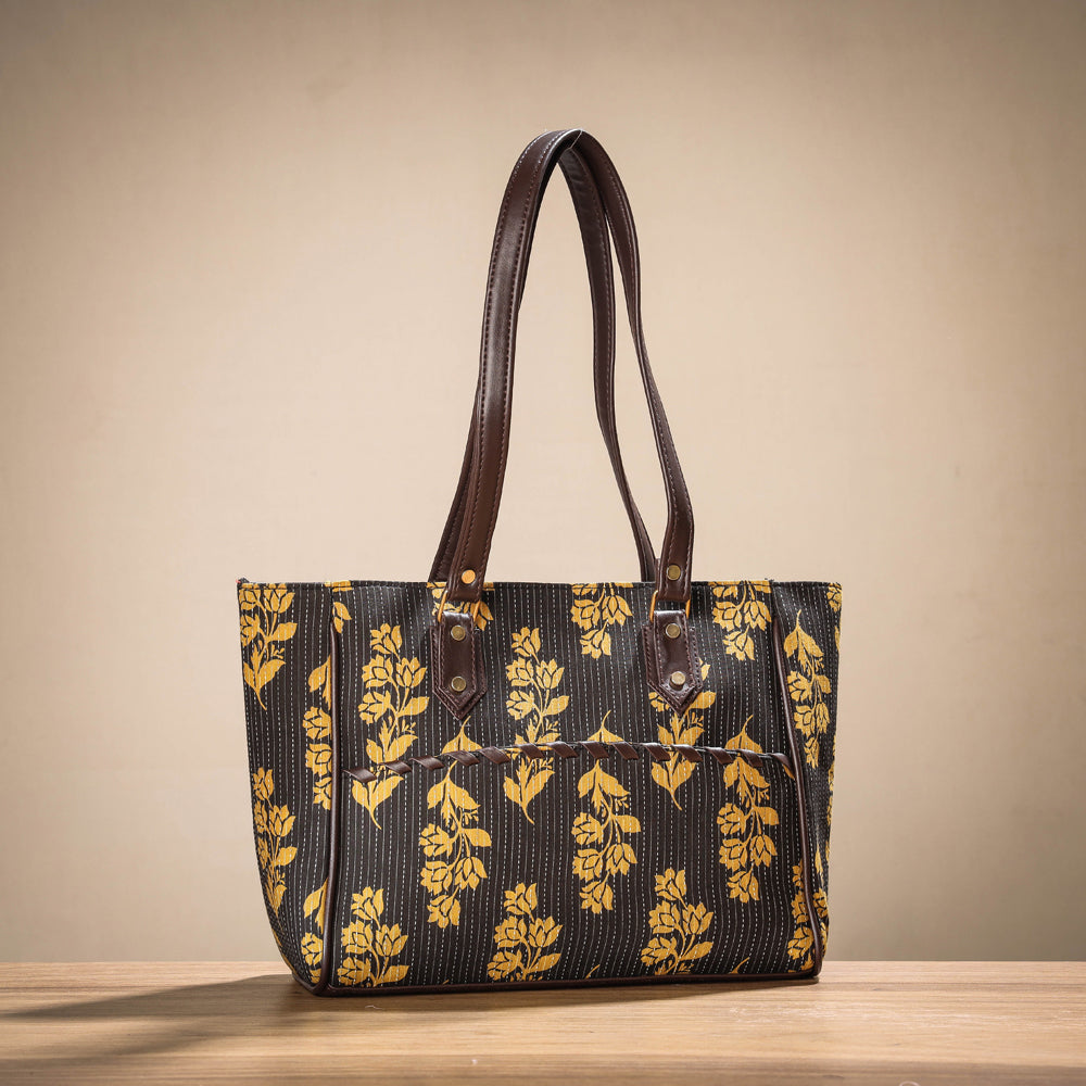 KACHCHH JI CHHAAP Brown - Handcrafted Cotton Running Sticth Shoulder Bag