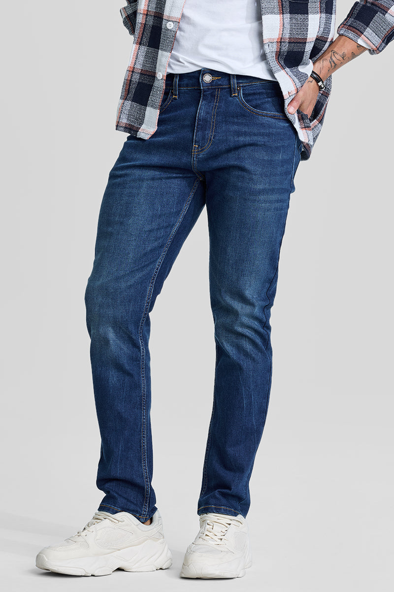 SNITCH Dark Blue Tapered Fit Jeans
