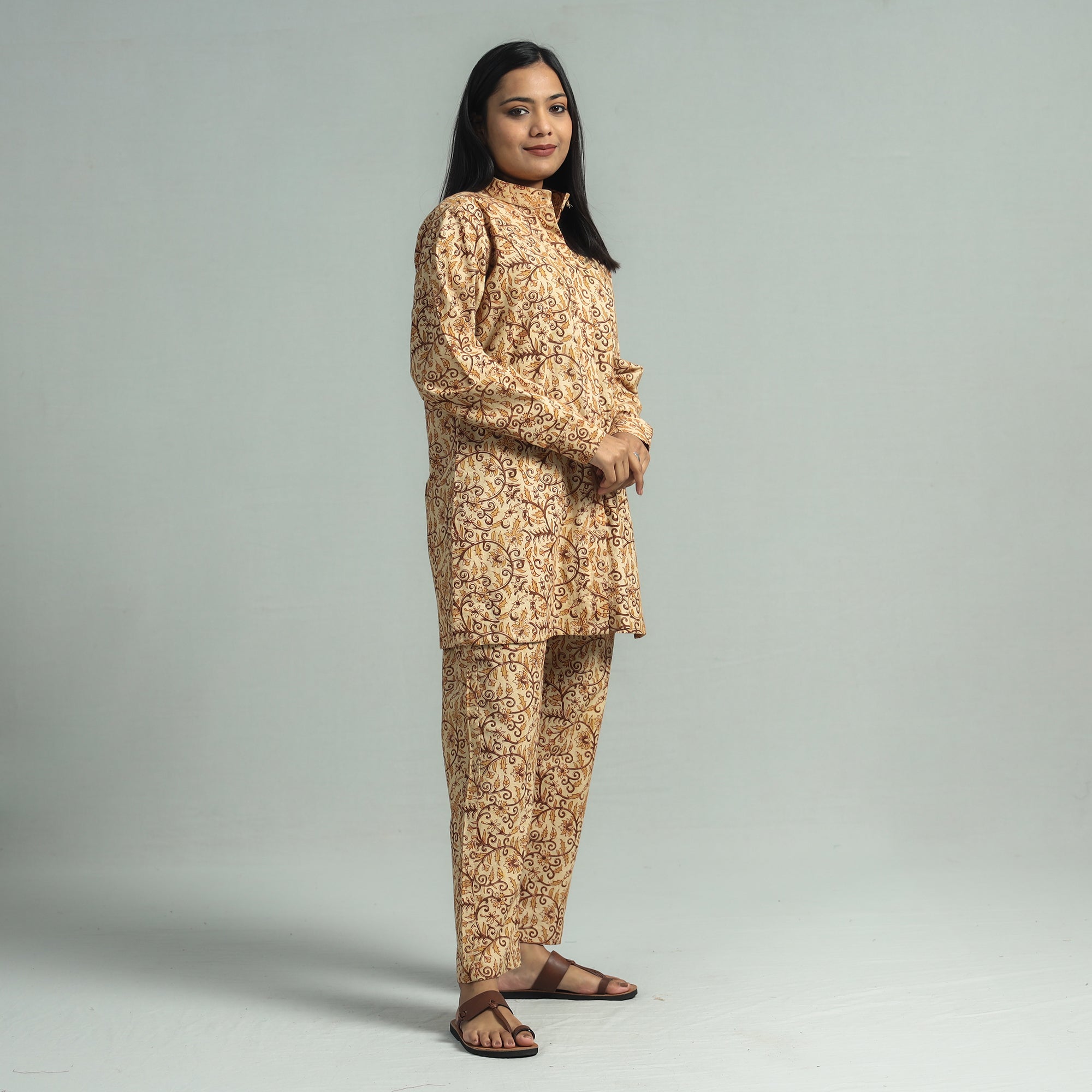 ITOKRI CASUALS Beige - Pedana Kalamkari Block Printed Cotton Co-Ord Set - view 2