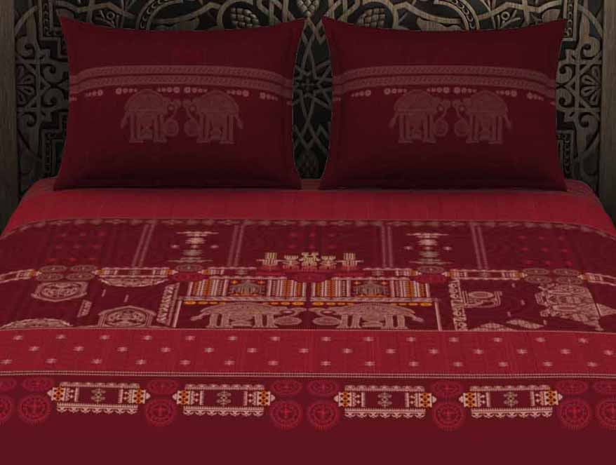 Spaces India Ornate Dark Red 100% Cotton King Size Bedsheet Rangana Digital - By Occasions - view 5