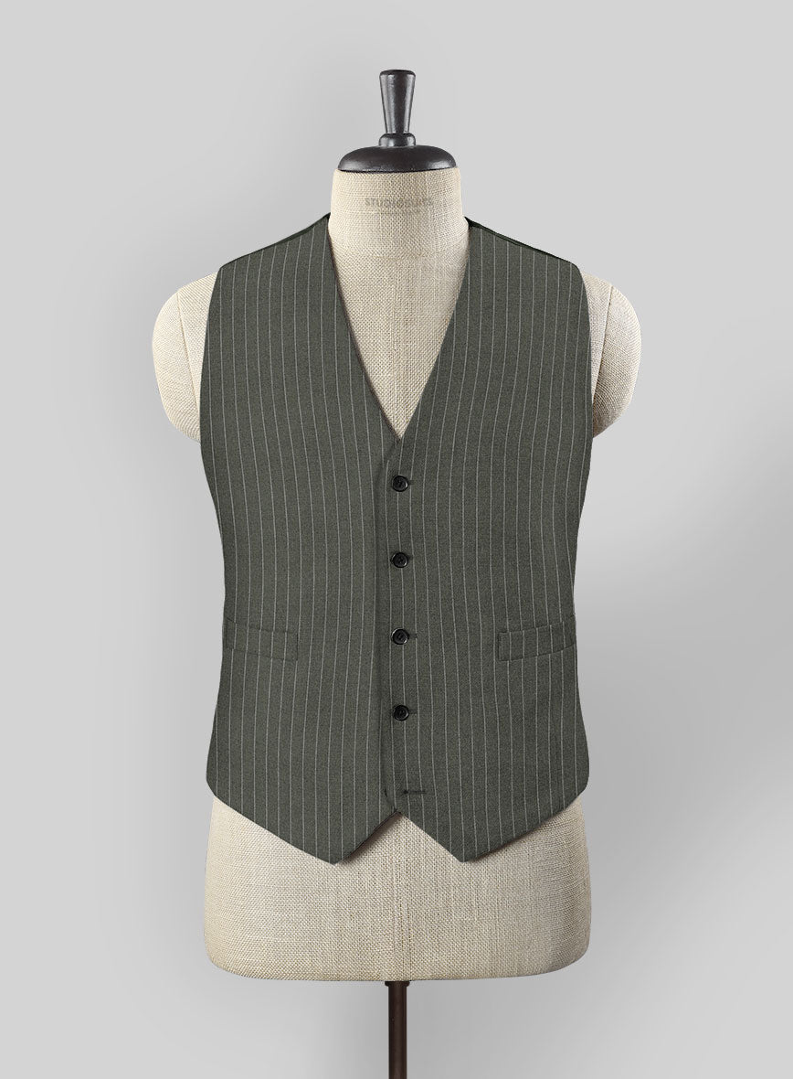 StudioSuits Olive Green Pinstripe Waist Coat - view 2
