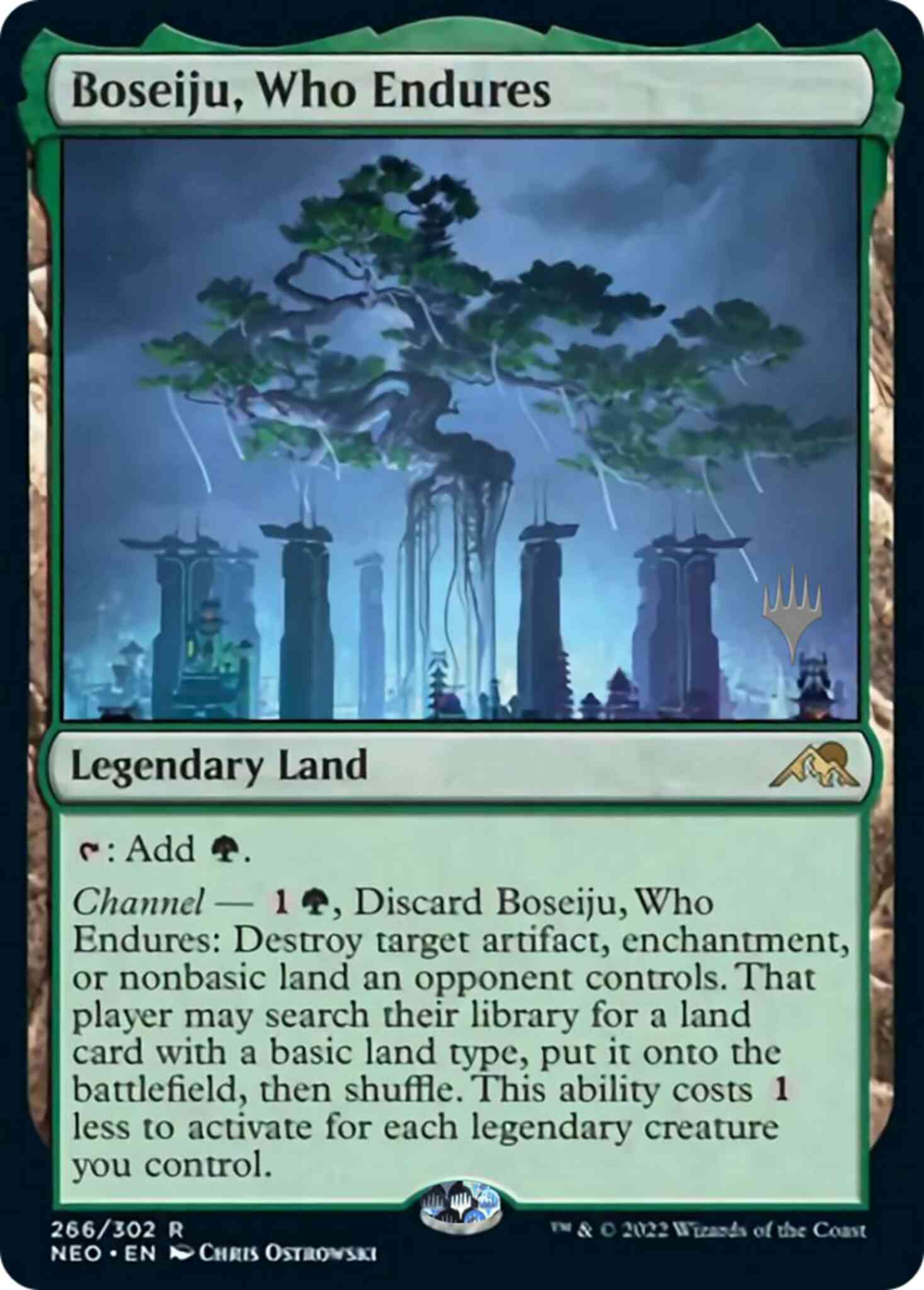 Boseiju who endures – Magic Boseiju, Who Endures [Promo Pack] [266p] [Kamigawa: Neon Dynasty: Promos] [Non-Foil]