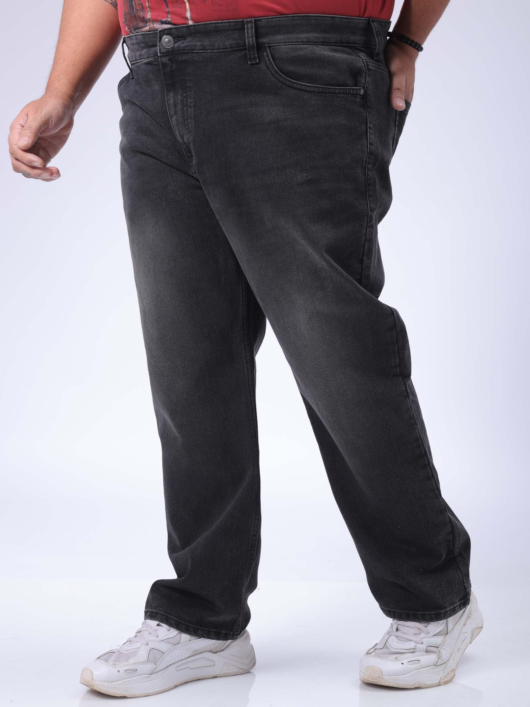 HARDSODA Men's Plus Size Black Vintage Straight Fit Solid Jeans - view 2